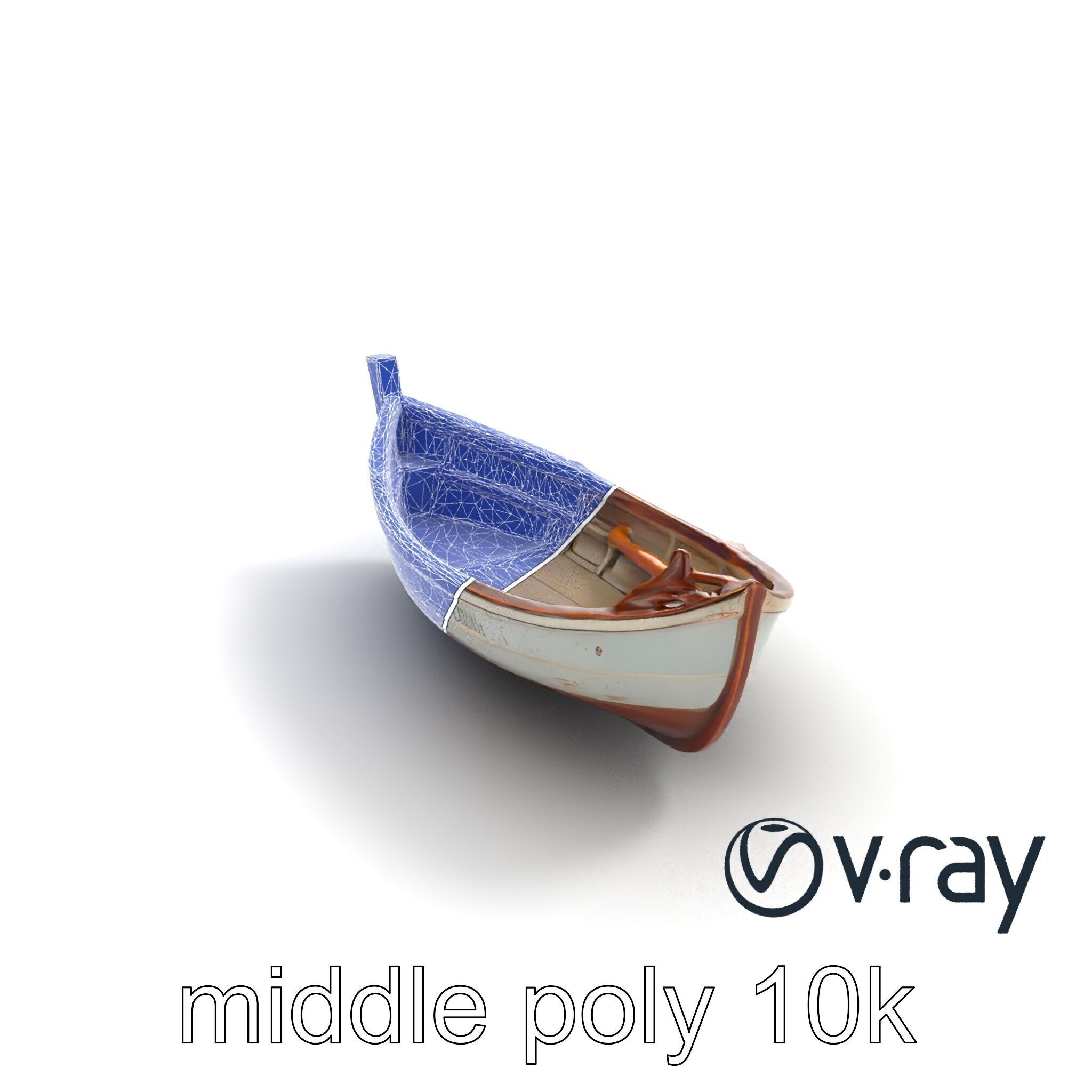 Rustic Rowboat with Oars model pack Low-poly 3D model_17