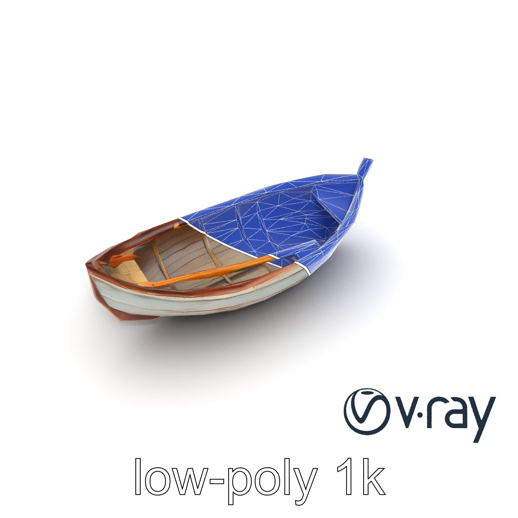 Rustic Rowboat with Oars model pack Low-poly 3D model_27