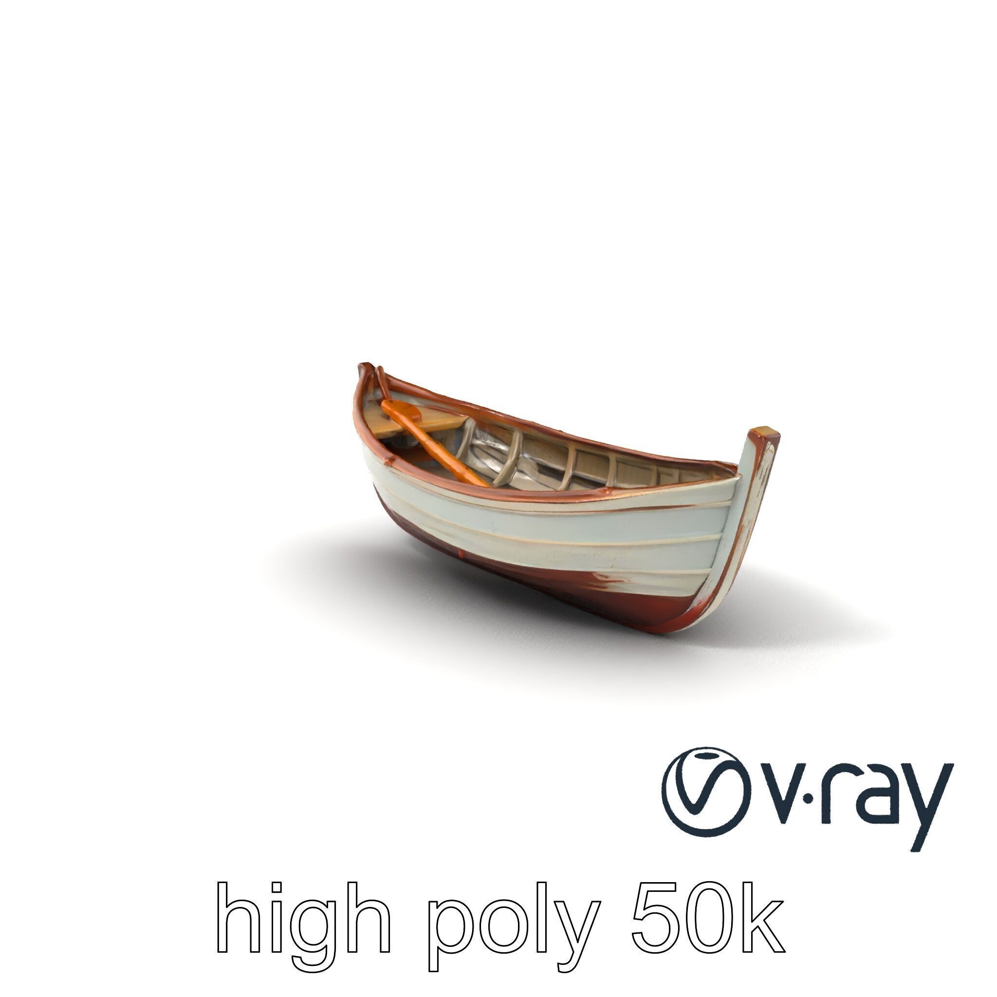 Rustic Rowboat with Oars model pack Low-poly 3D model_2