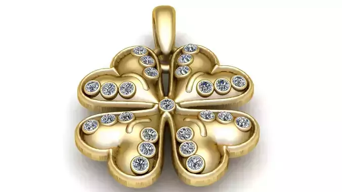 LUCKY CLOVER CHARM PENDANT 3D PRINTABLE MODEL 