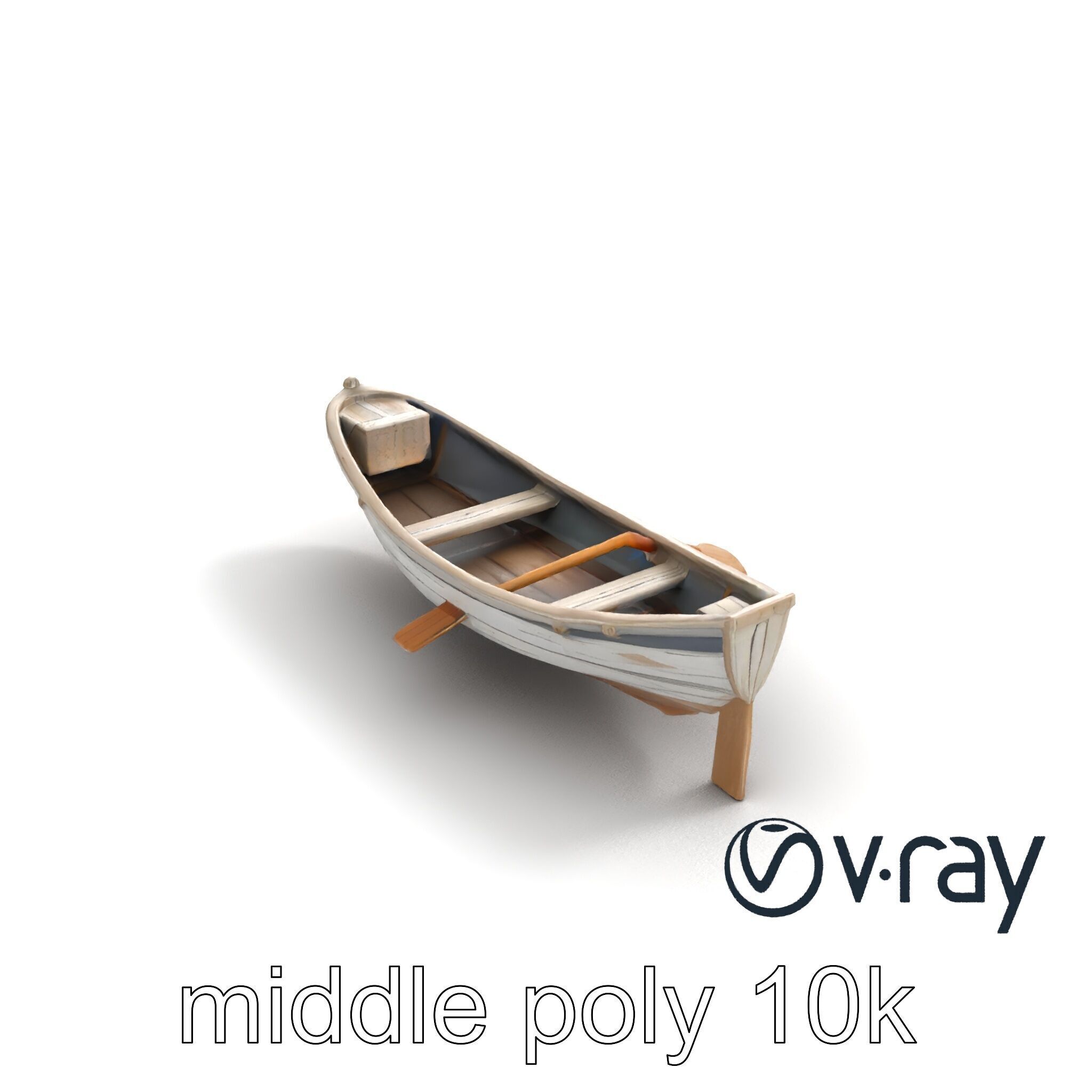 Weathered Old Rowboat with Oars model pack Low-poly 3D model_7