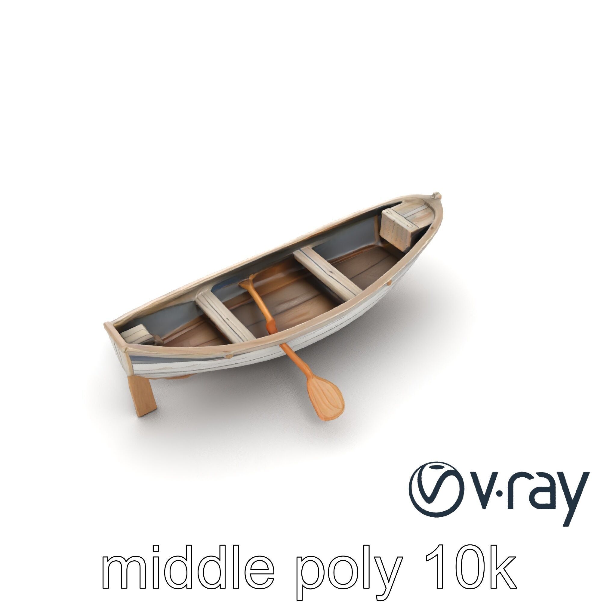 Weathered Old Rowboat with Oars model pack Low-poly 3D model_16