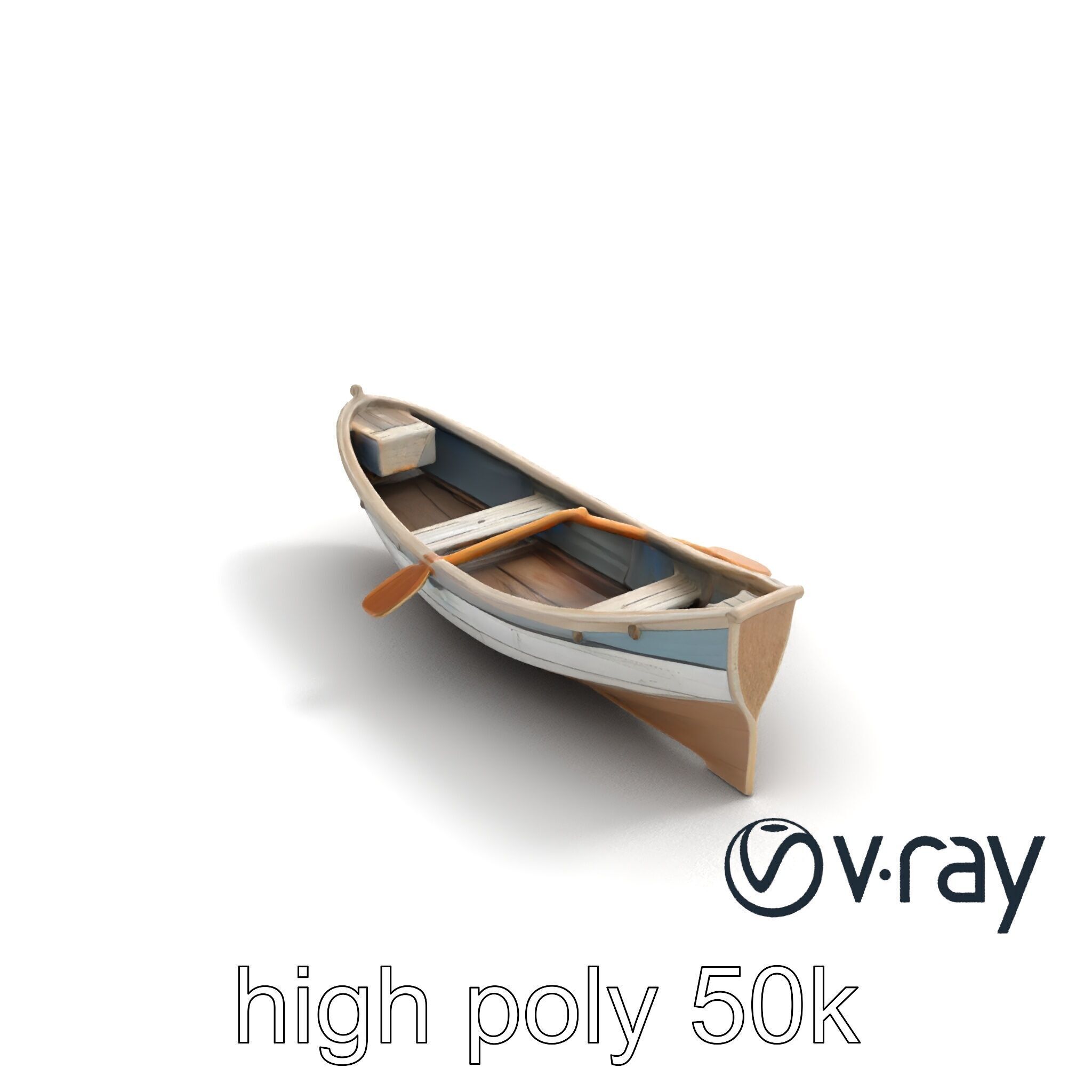 Weathered Old Rowboat with Oars model pack Low-poly 3D model_9