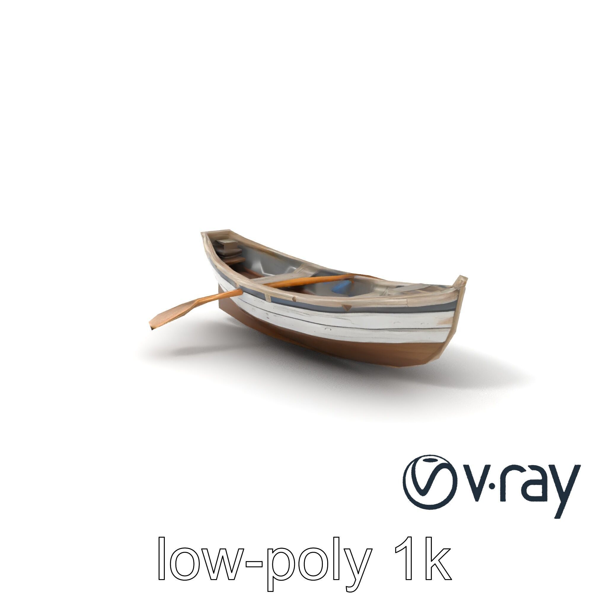 Weathered Old Rowboat with Oars model pack Low-poly 3D model_4