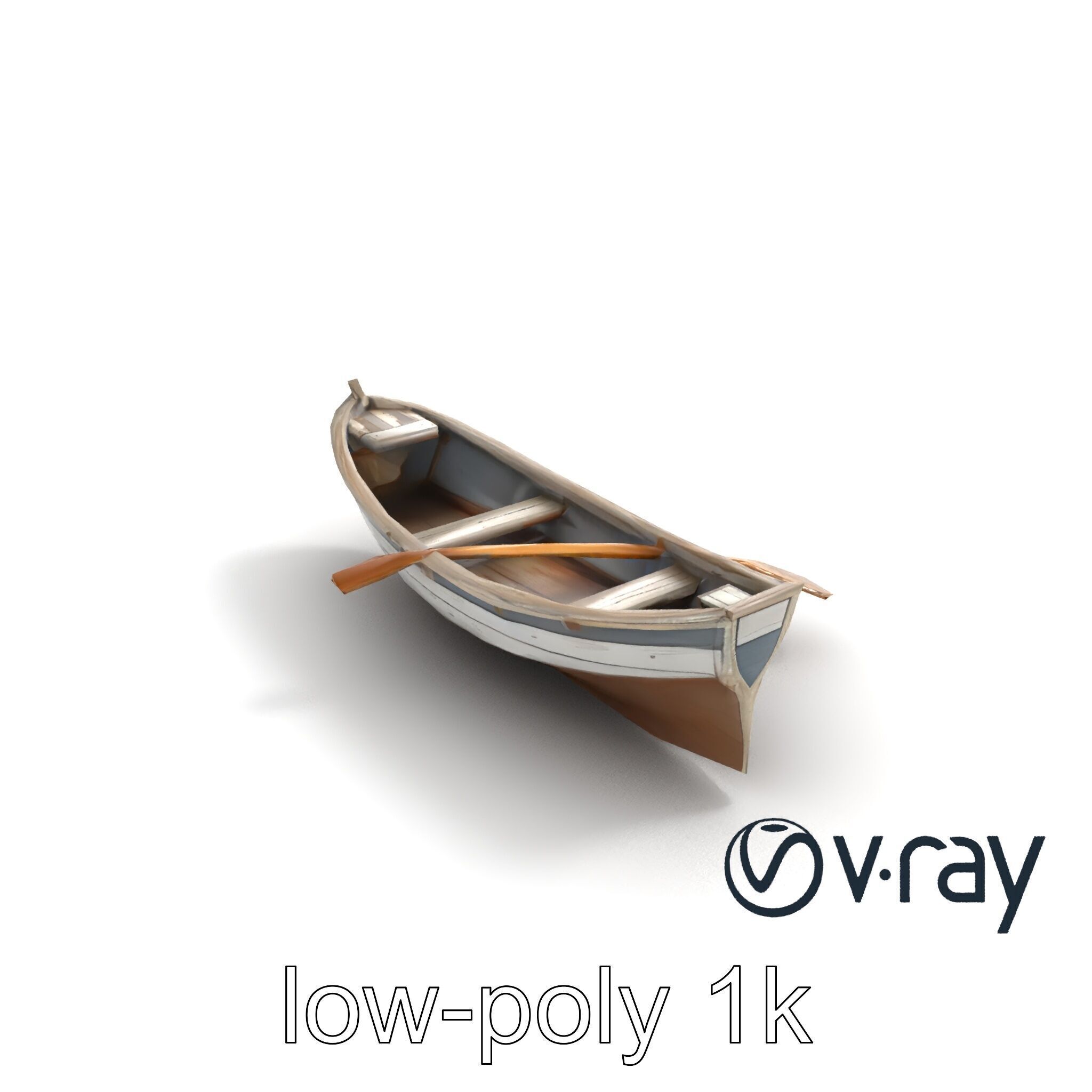 Weathered Old Rowboat with Oars model pack Low-poly 3D model_8