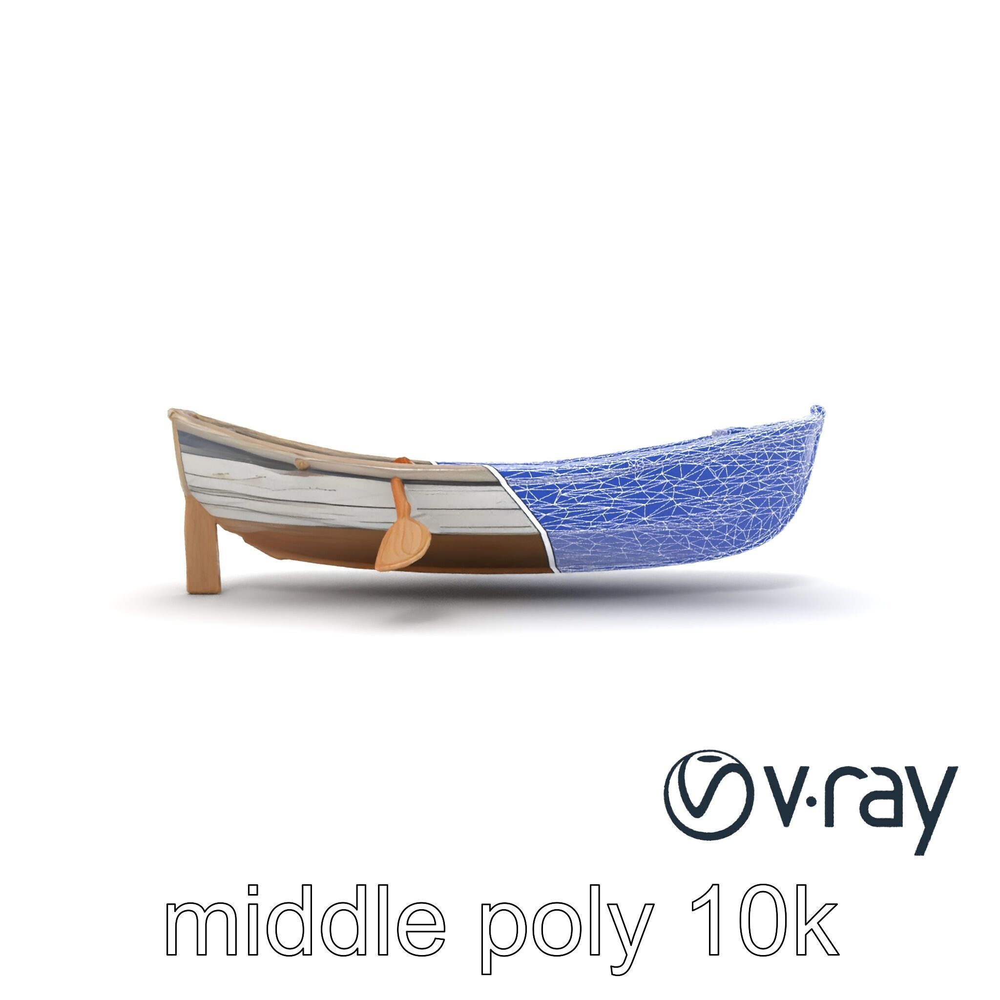 Weathered Old Rowboat with Oars model pack Low-poly 3D model_11