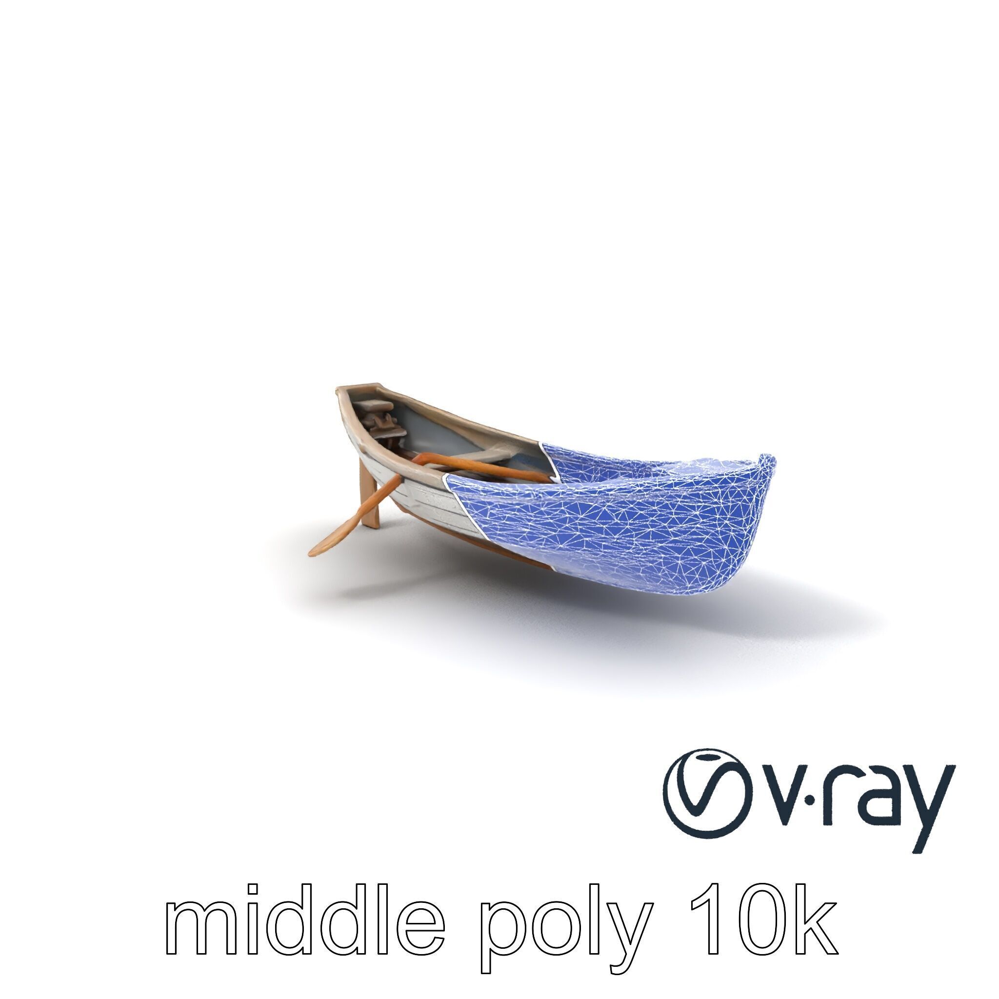 Weathered Old Rowboat with Oars model pack Low-poly 3D model_5