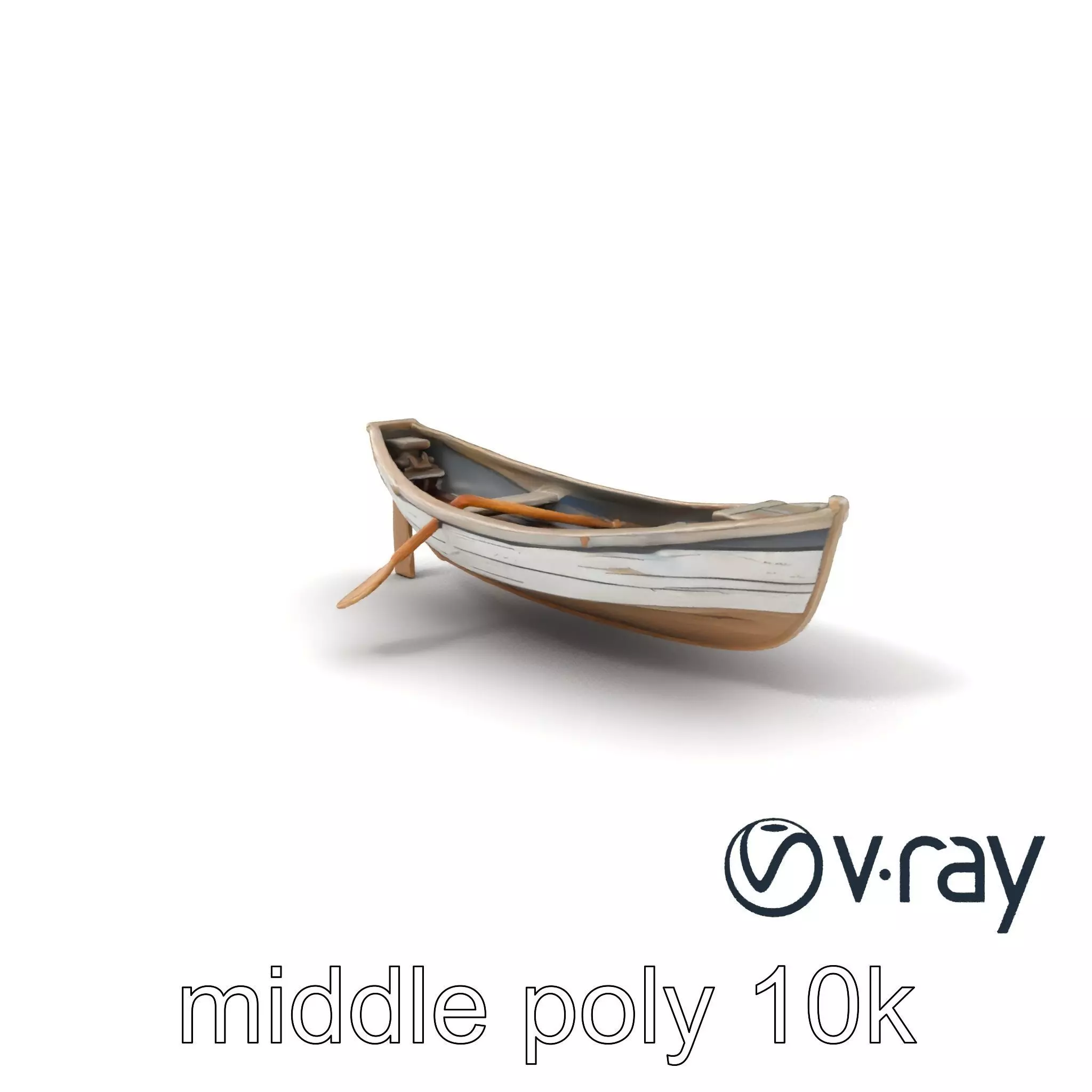 Weathered Old Rowboat with Oars model pack Low-poly 3D model_0