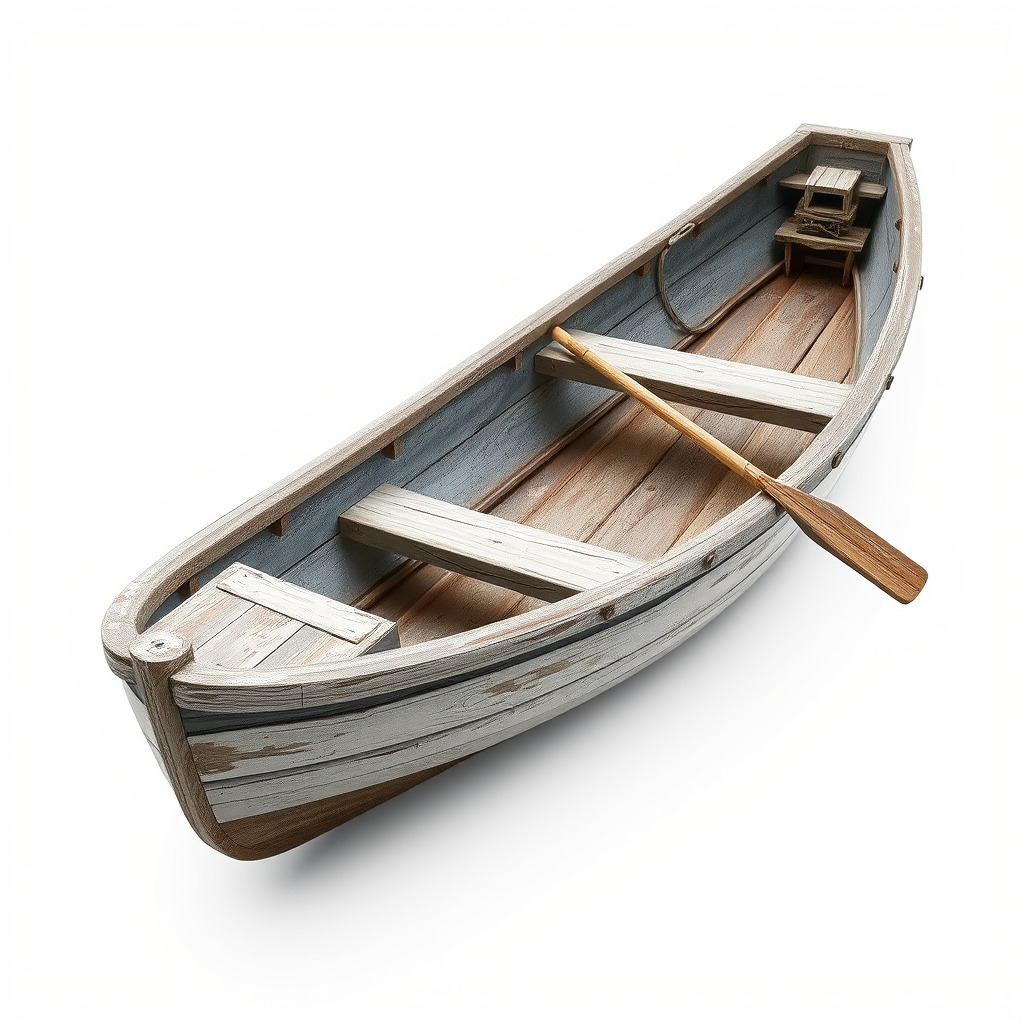 Weathered Old Rowboat with Oars model pack Low-poly 3D model_3