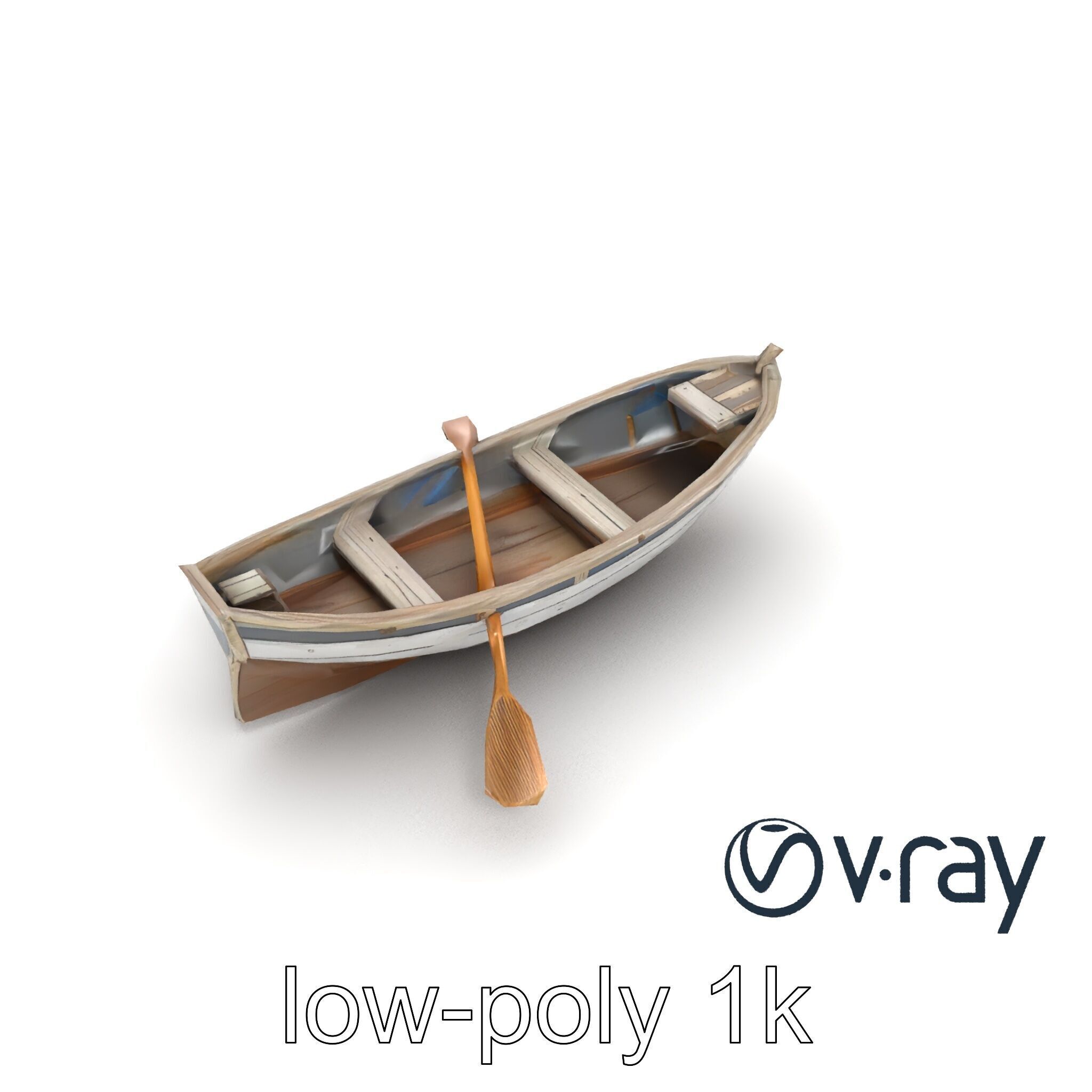 Weathered Old Rowboat with Oars model pack Low-poly 3D model_20
