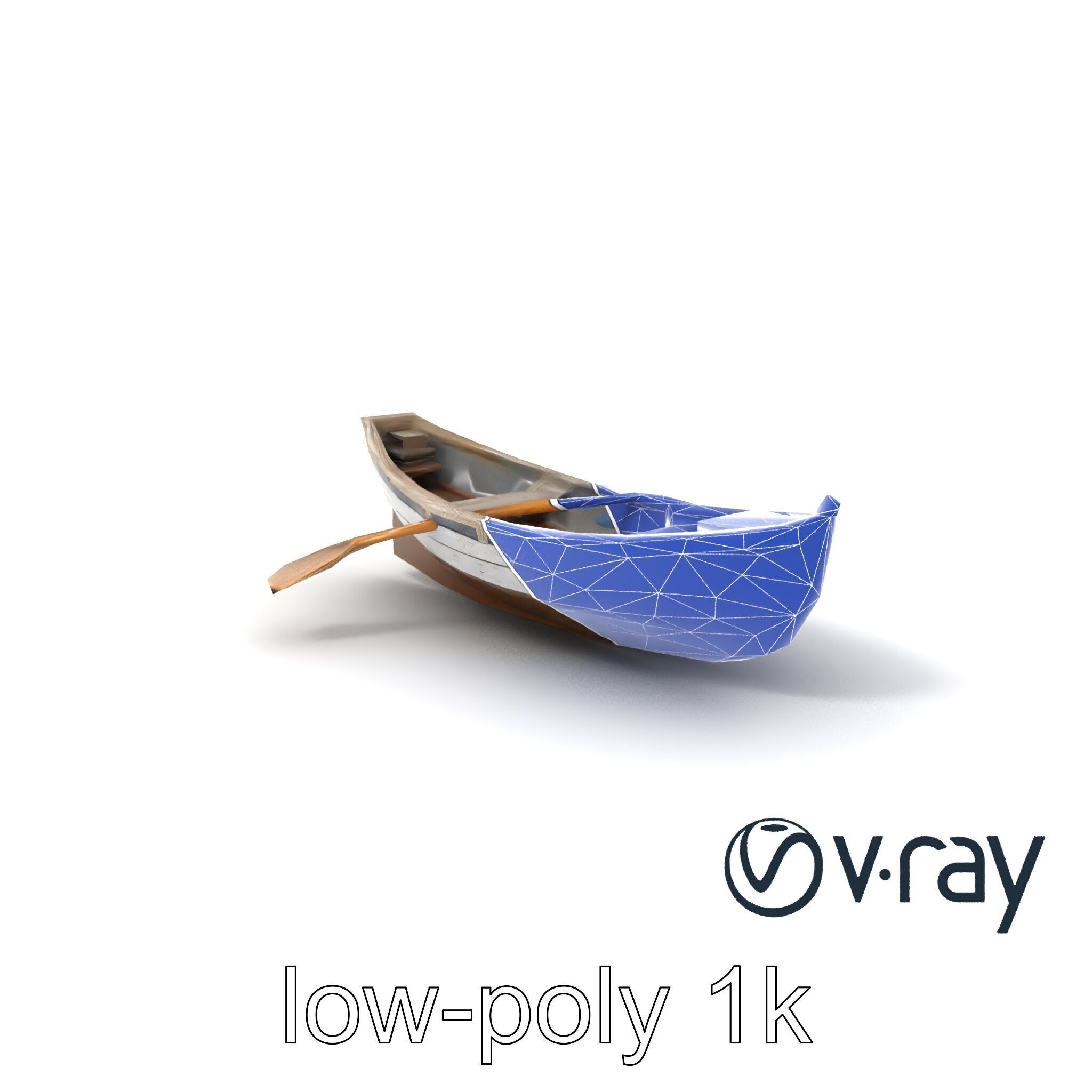 Weathered Old Rowboat with Oars model pack Low-poly 3D model_6