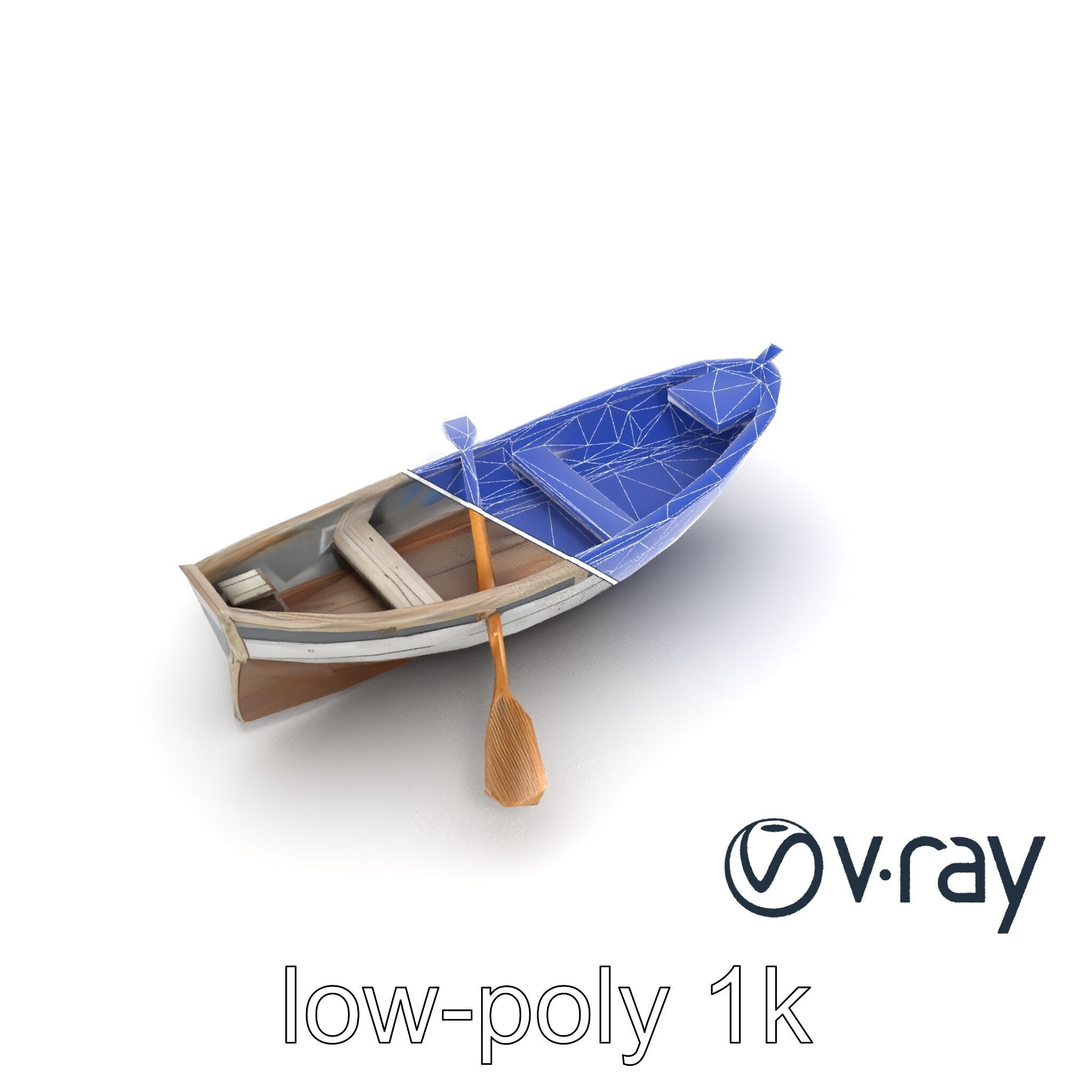 Weathered Old Rowboat with Oars model pack Low-poly 3D model_28