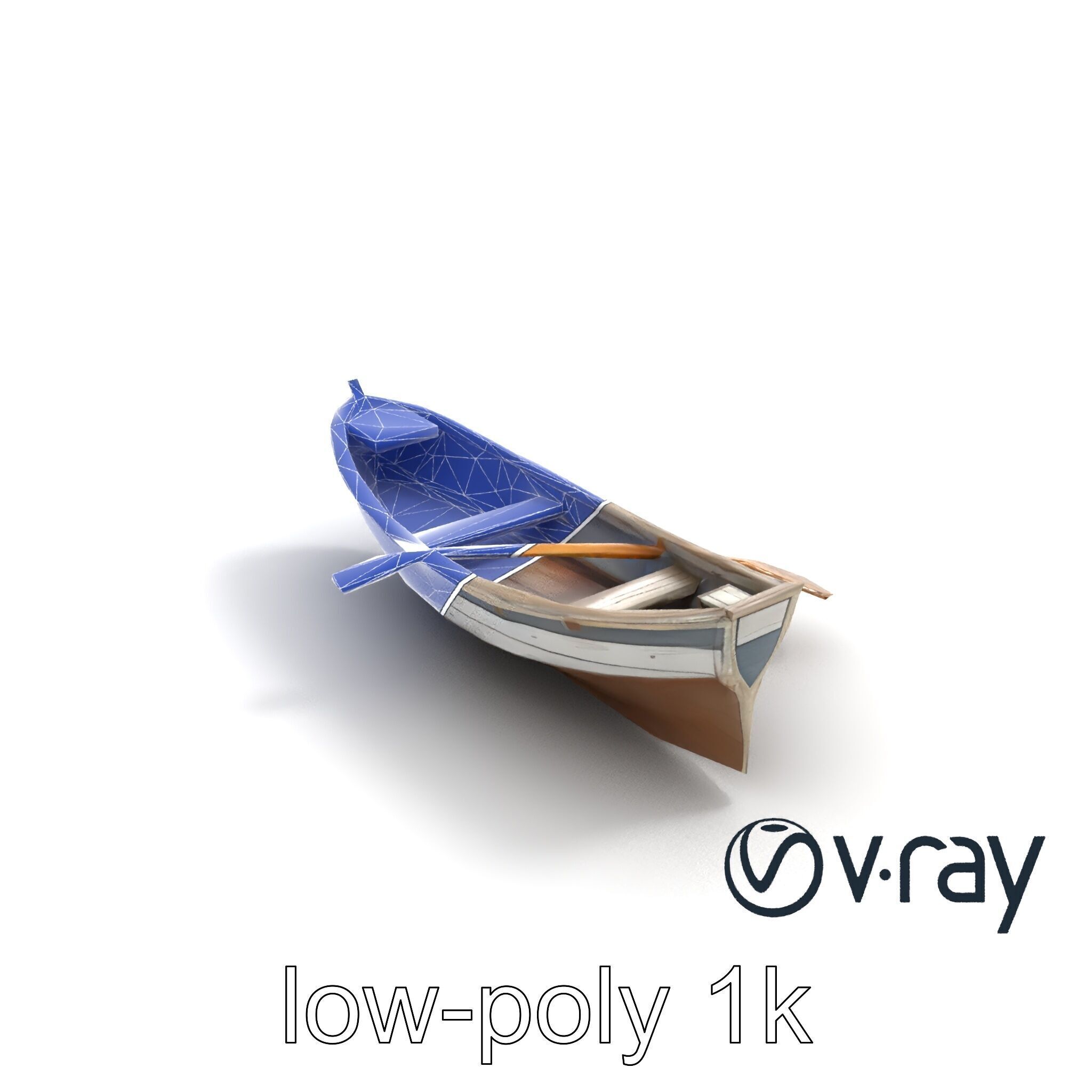 Weathered Old Rowboat with Oars model pack Low-poly 3D model_21