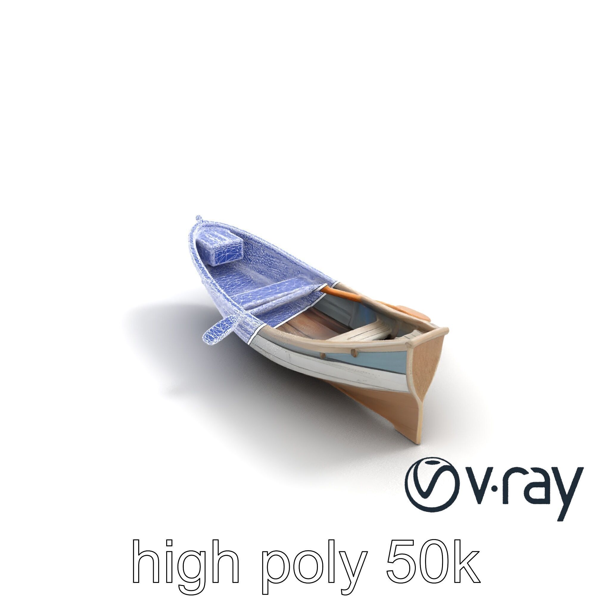Weathered Old Rowboat with Oars model pack Low-poly 3D model_18