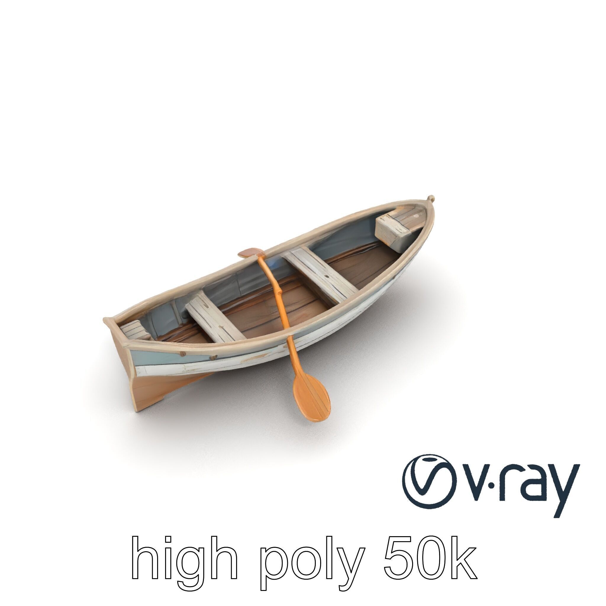 Weathered Old Rowboat with Oars model pack Low-poly 3D model_22