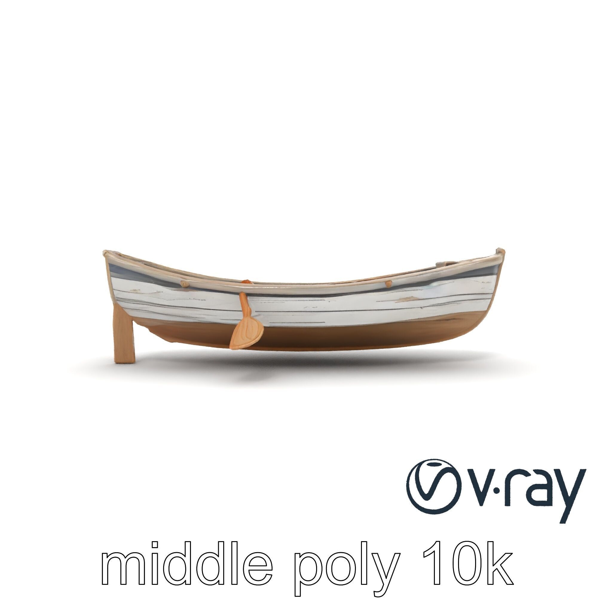 Weathered Old Rowboat with Oars model pack Low-poly 3D model_14