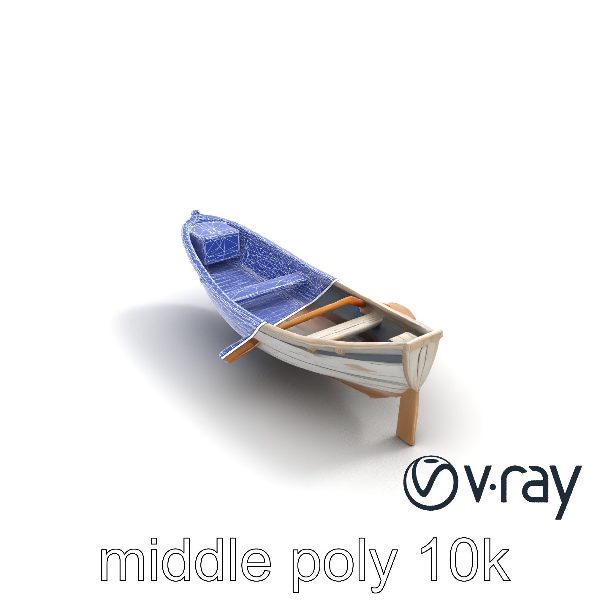 Weathered Old Rowboat with Oars model pack Low-poly 3D model_10