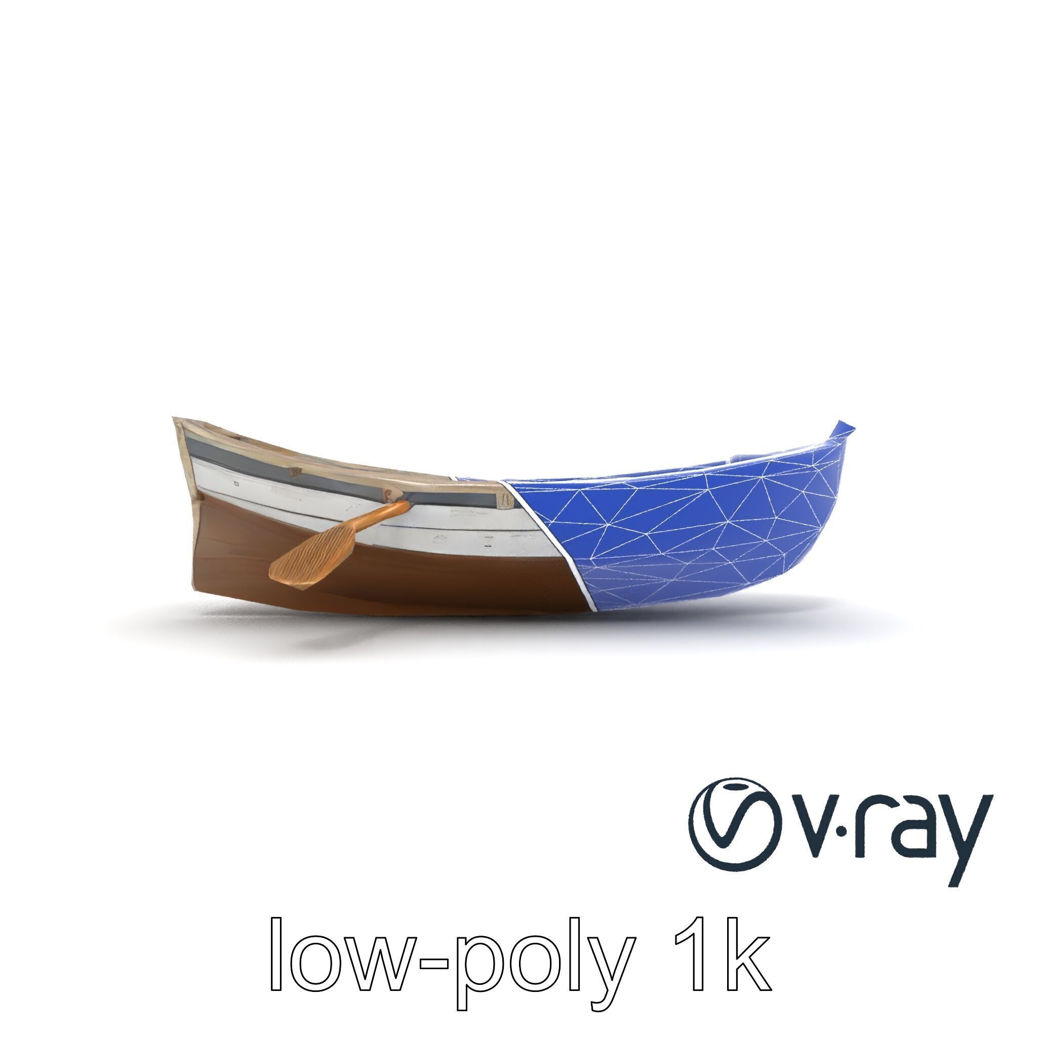 Weathered Old Rowboat with Oars model pack Low-poly 3D model_27