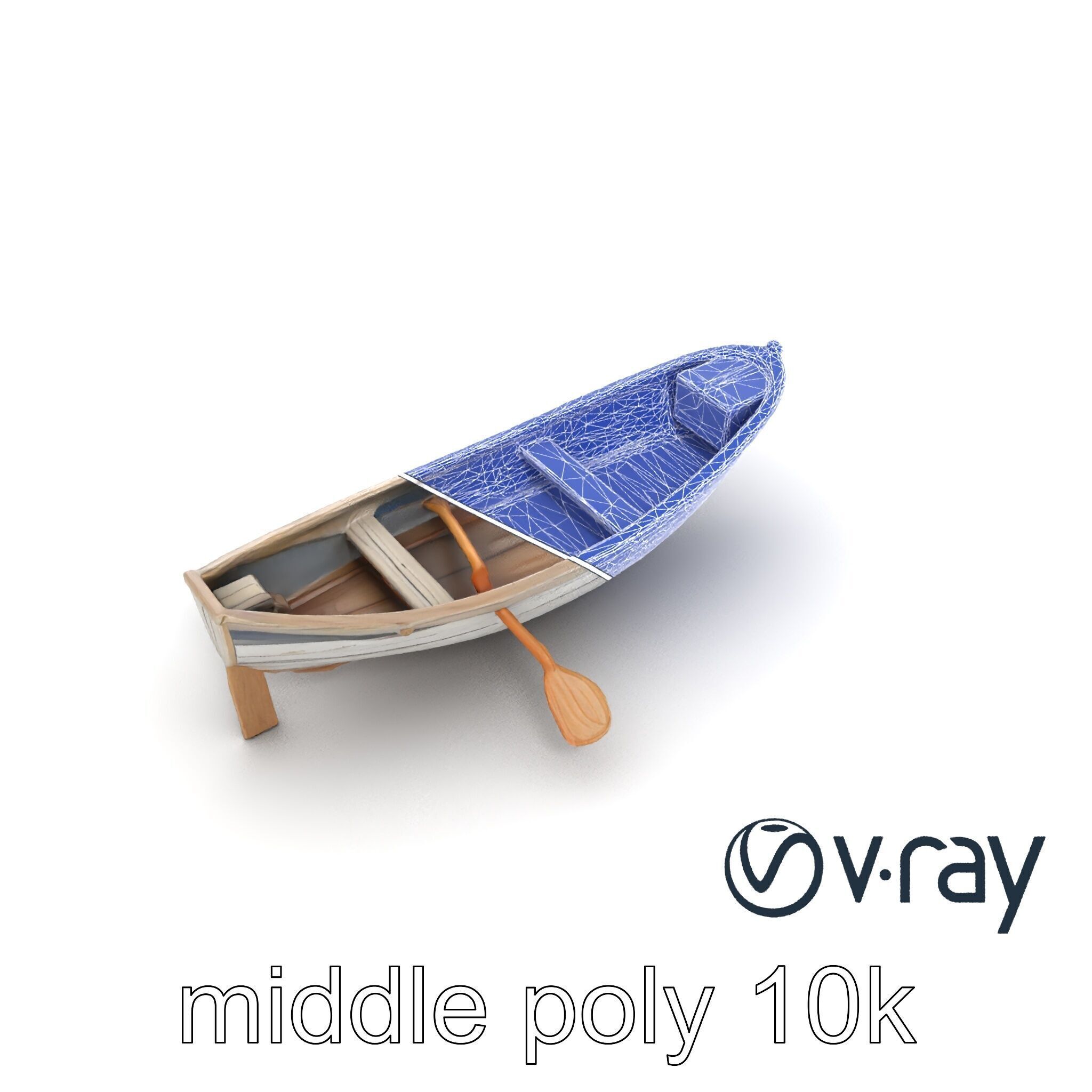 Weathered Old Rowboat with Oars model pack Low-poly 3D model_23