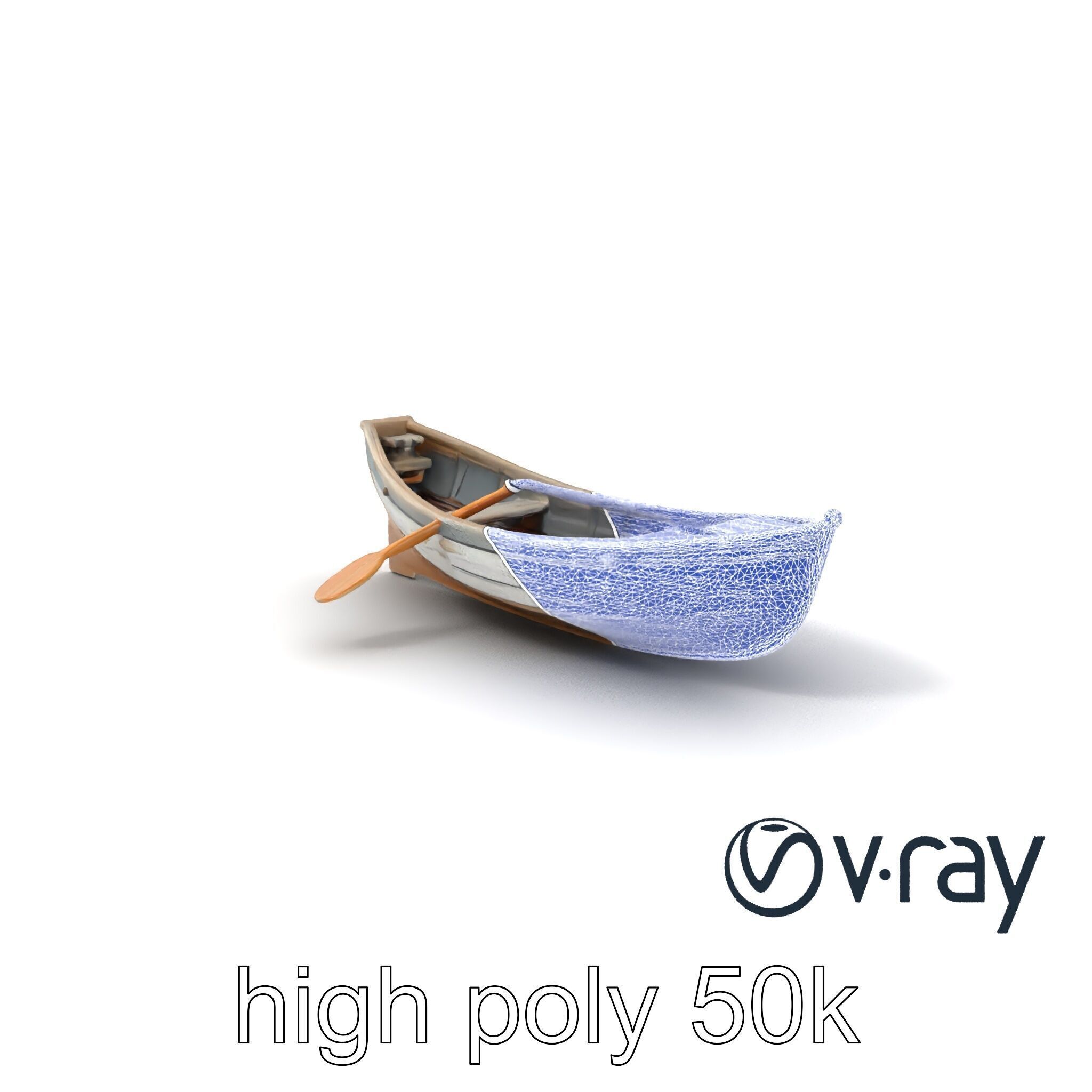 Weathered Old Rowboat with Oars model pack Low-poly 3D model_1