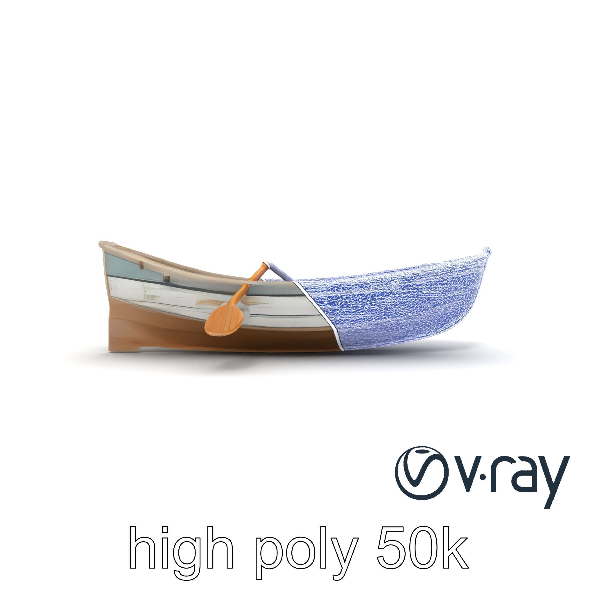 Weathered Old Rowboat with Oars model pack Low-poly 3D model_15