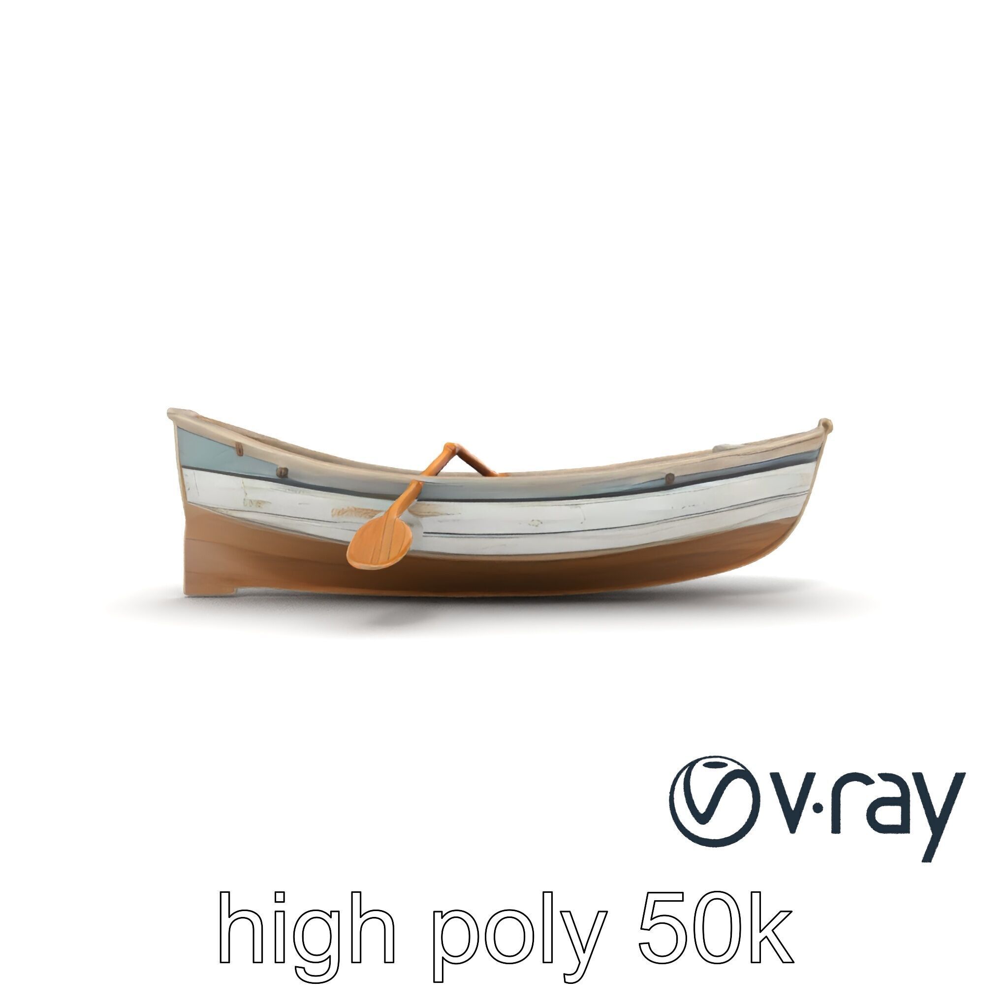 Weathered Old Rowboat with Oars model pack Low-poly 3D model_25