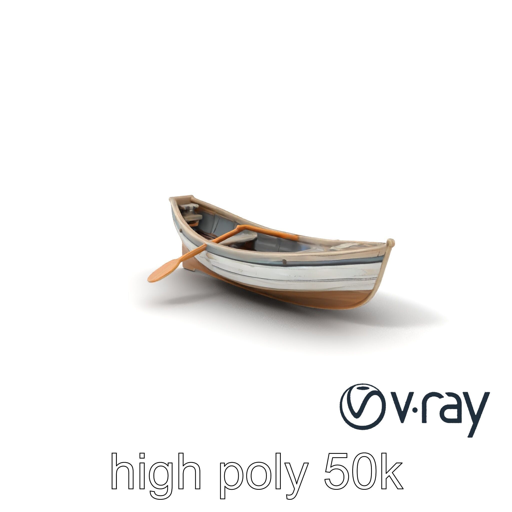 Weathered Old Rowboat with Oars model pack Low-poly 3D model_2