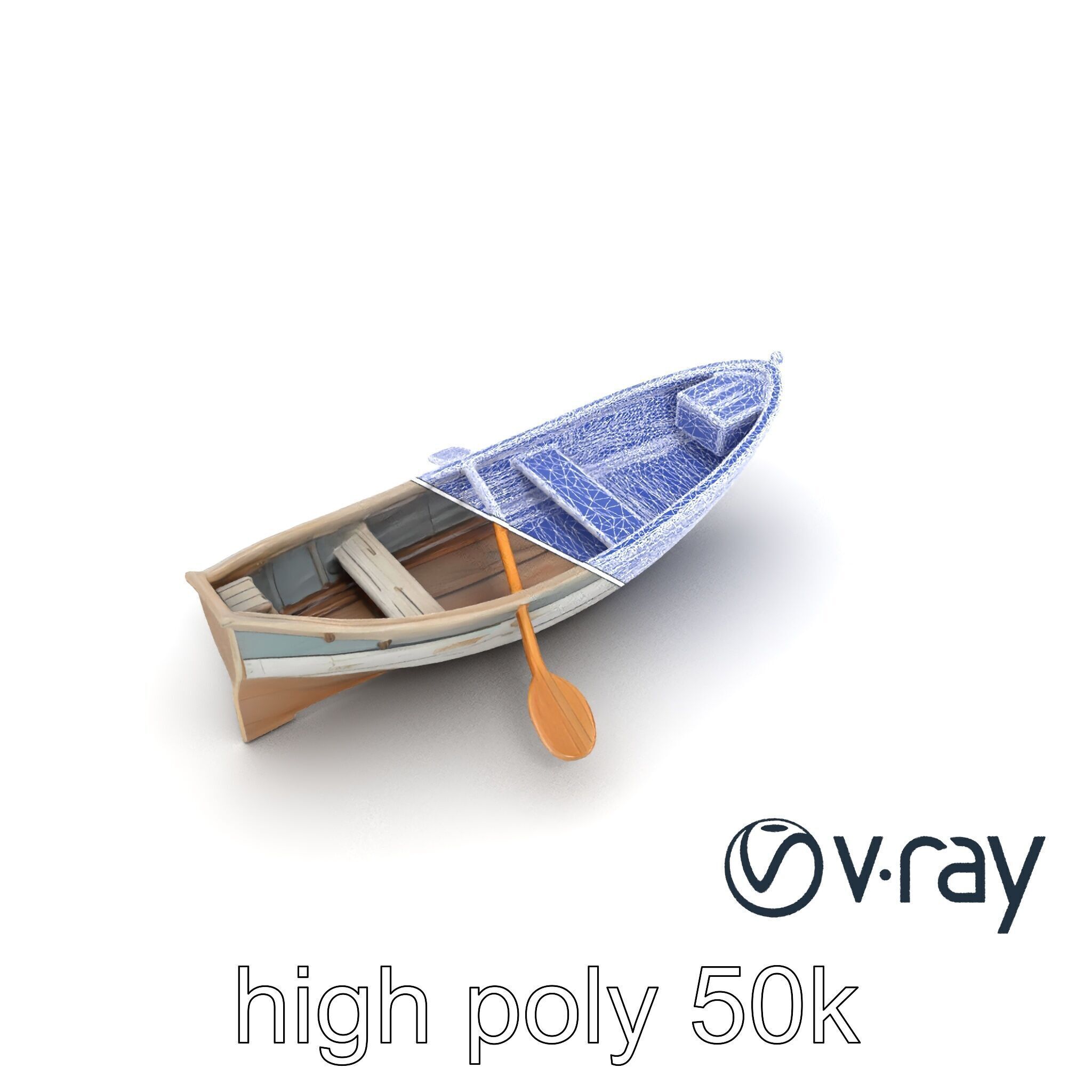 Weathered Old Rowboat with Oars model pack Low-poly 3D model_26