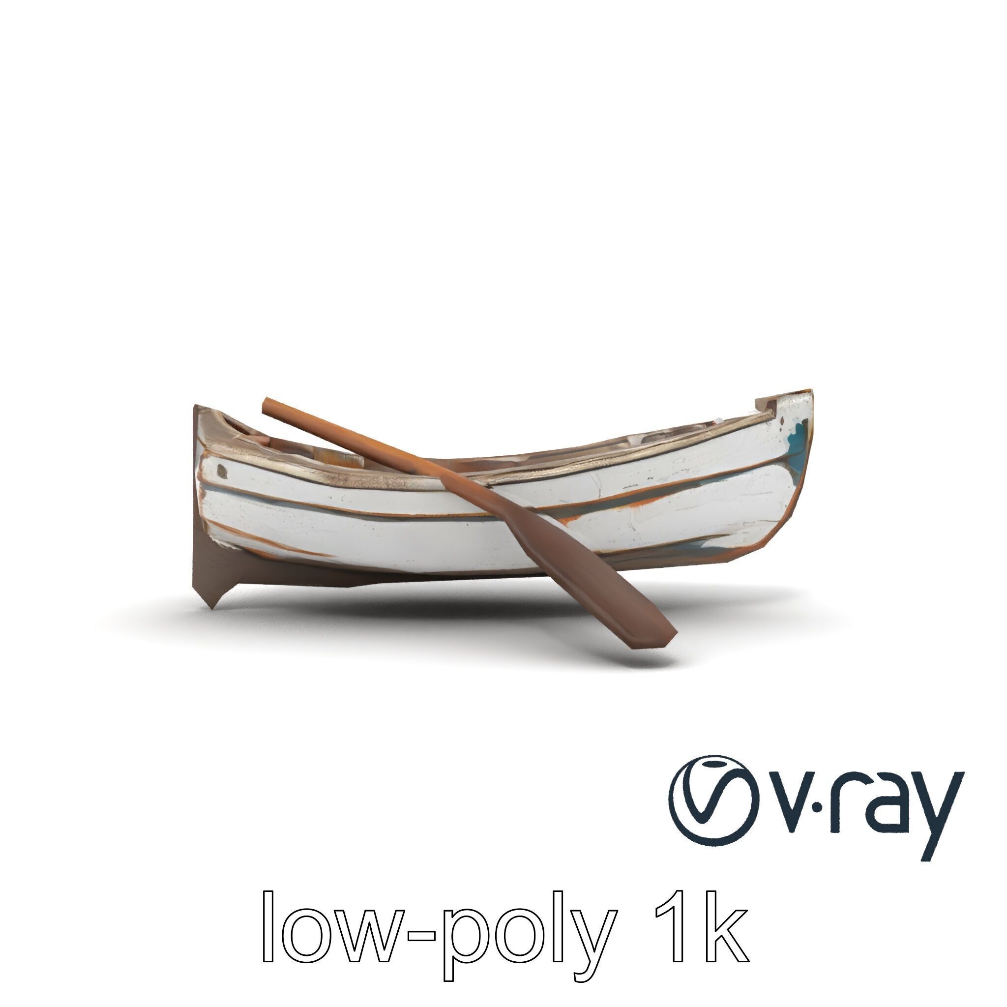 Weathered Rowboat and Oars Historical model pack Low-poly 3D model_24