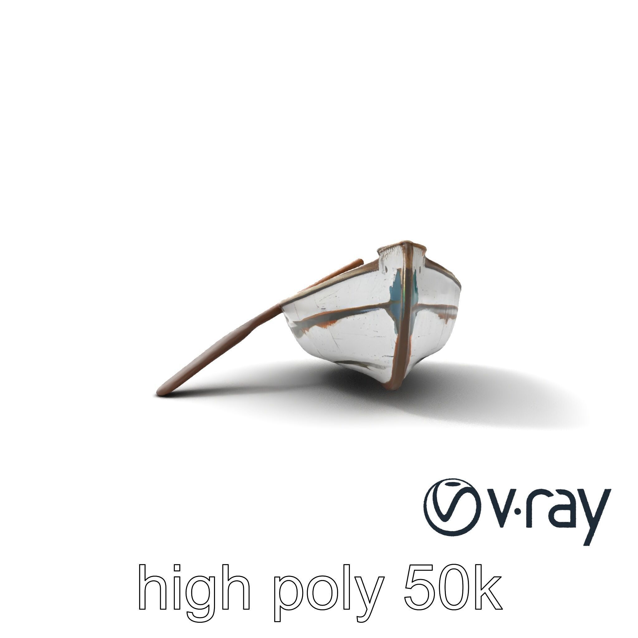 Weathered Rowboat and Oars Historical model pack Low-poly 3D model_22