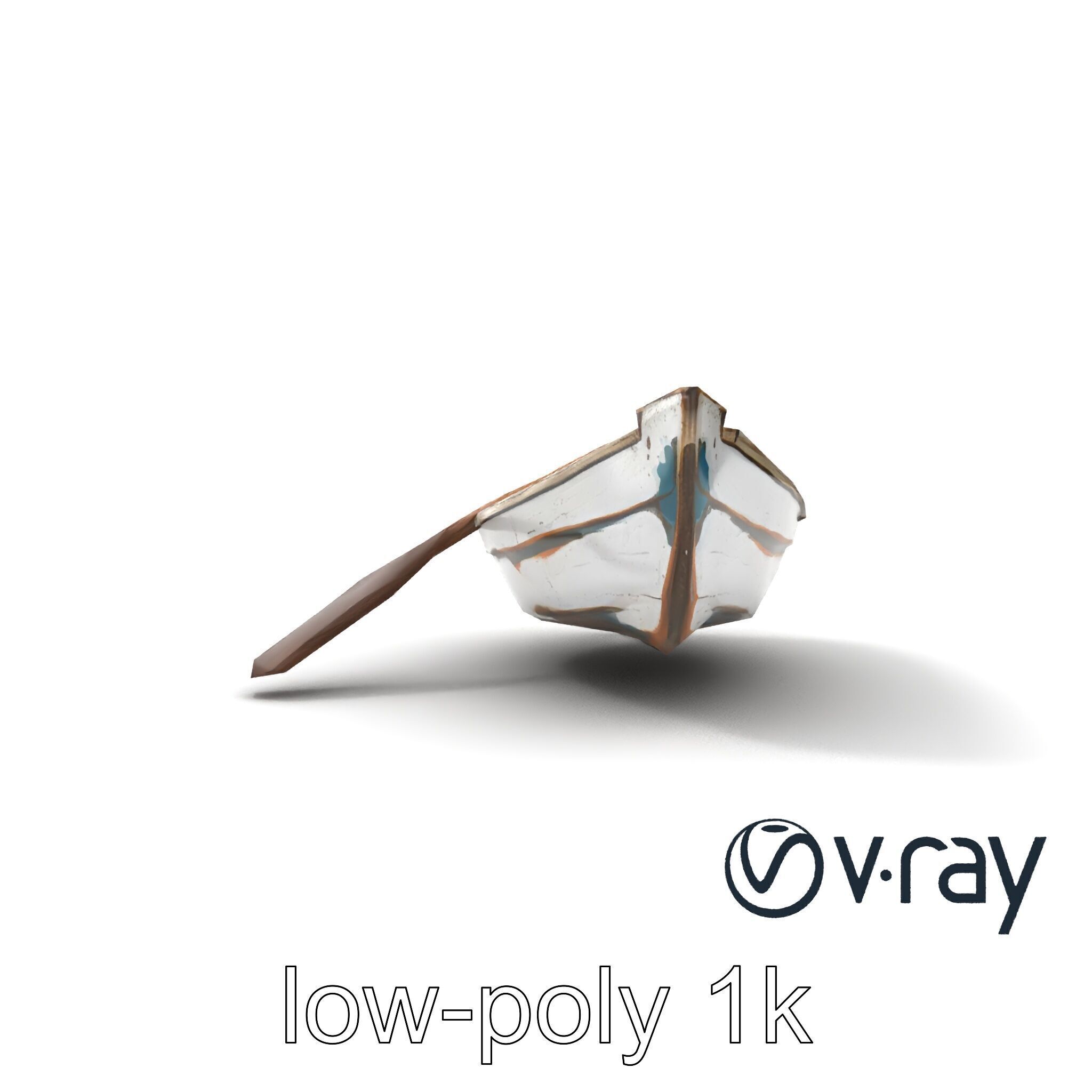 Weathered Rowboat and Oars Historical model pack Low-poly 3D model_14