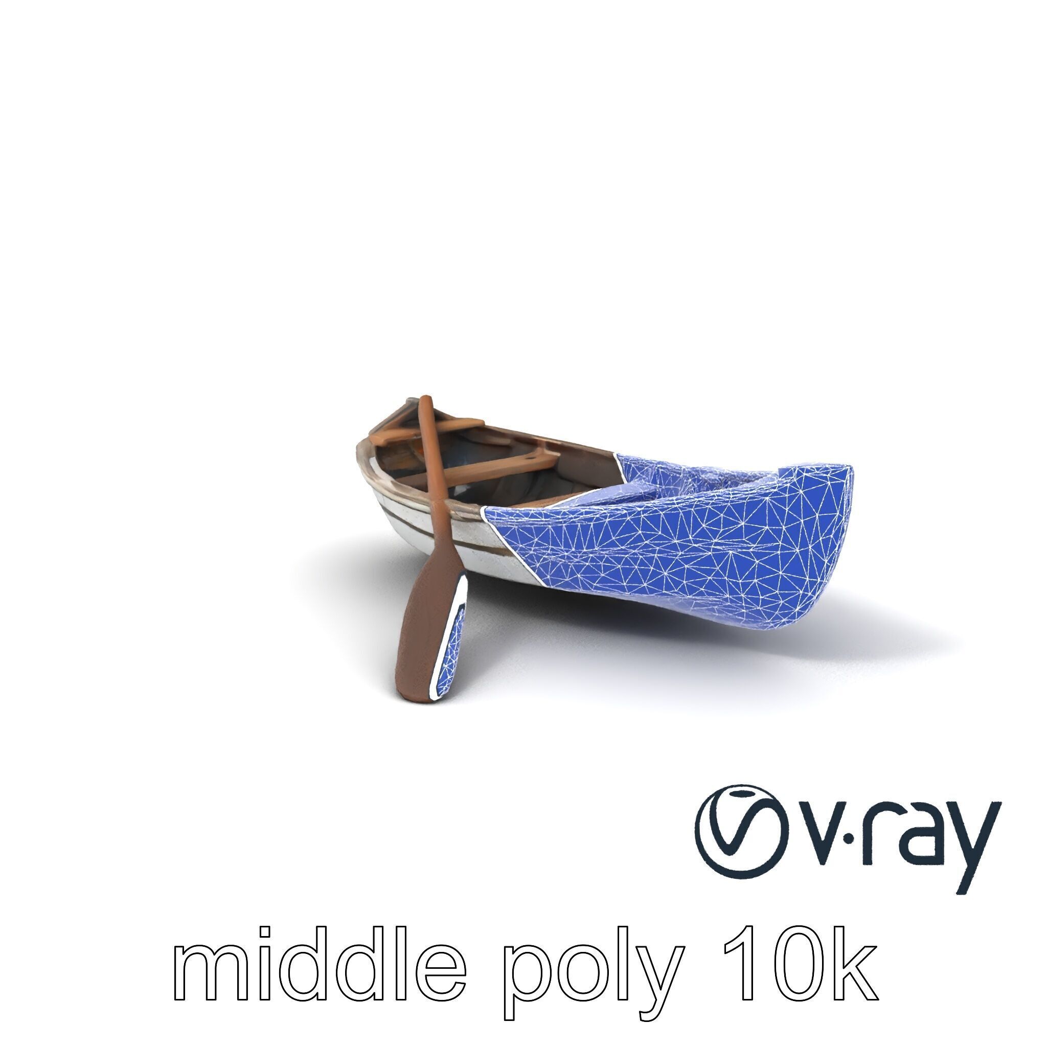 Weathered Rowboat and Oars Historical model pack Low-poly 3D model_5