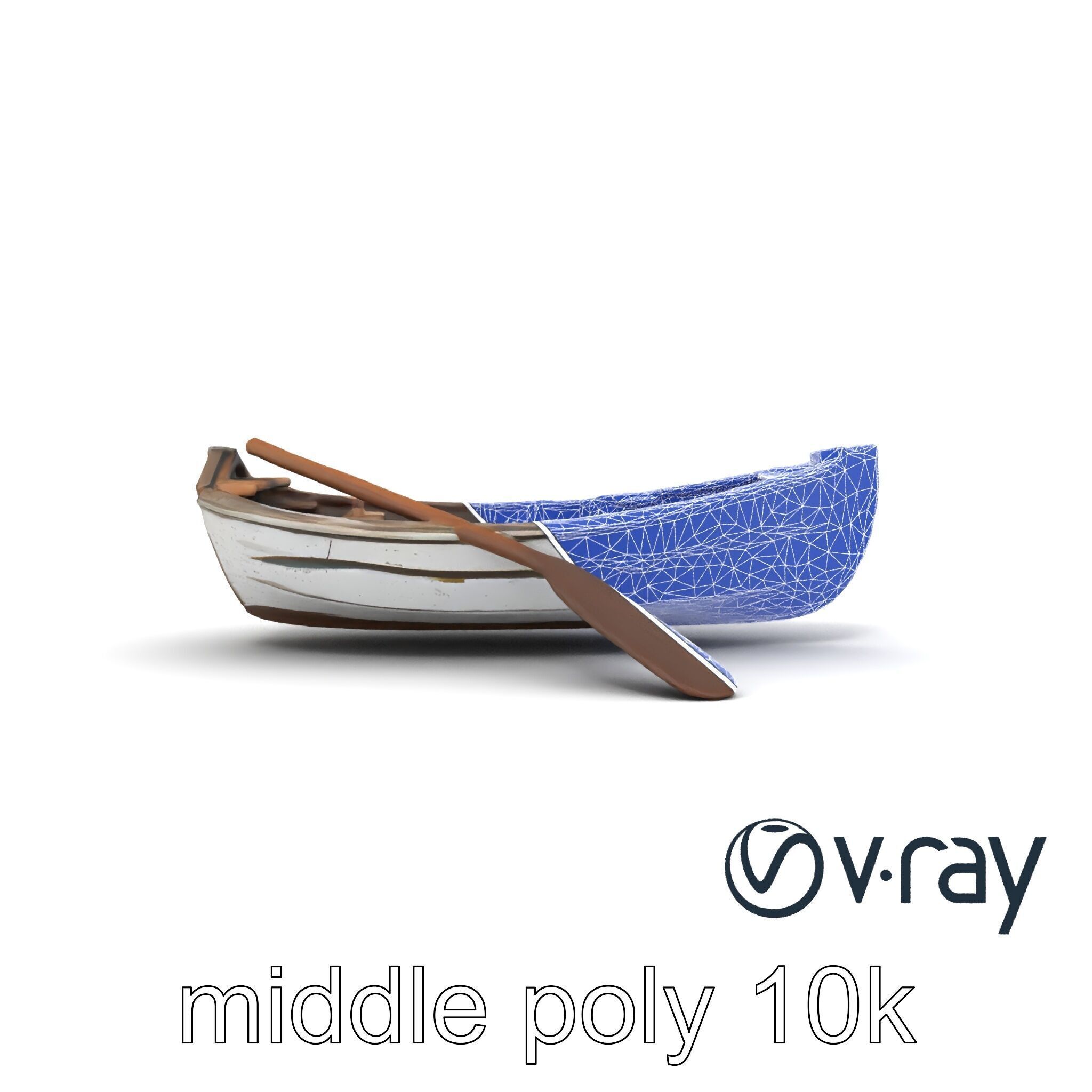 Weathered Rowboat and Oars Historical model pack Low-poly 3D model_27