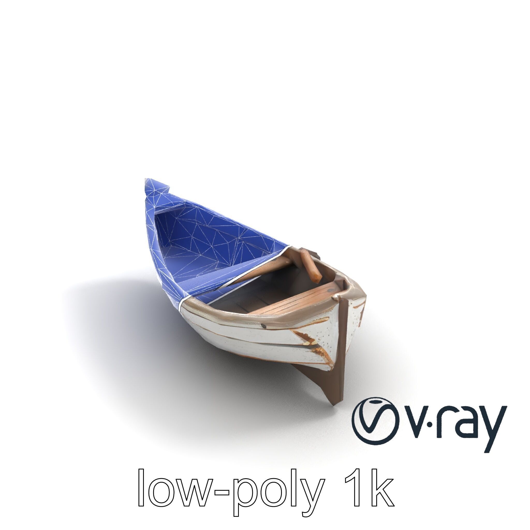Weathered Rowboat and Oars Historical model pack Low-poly 3D model_30