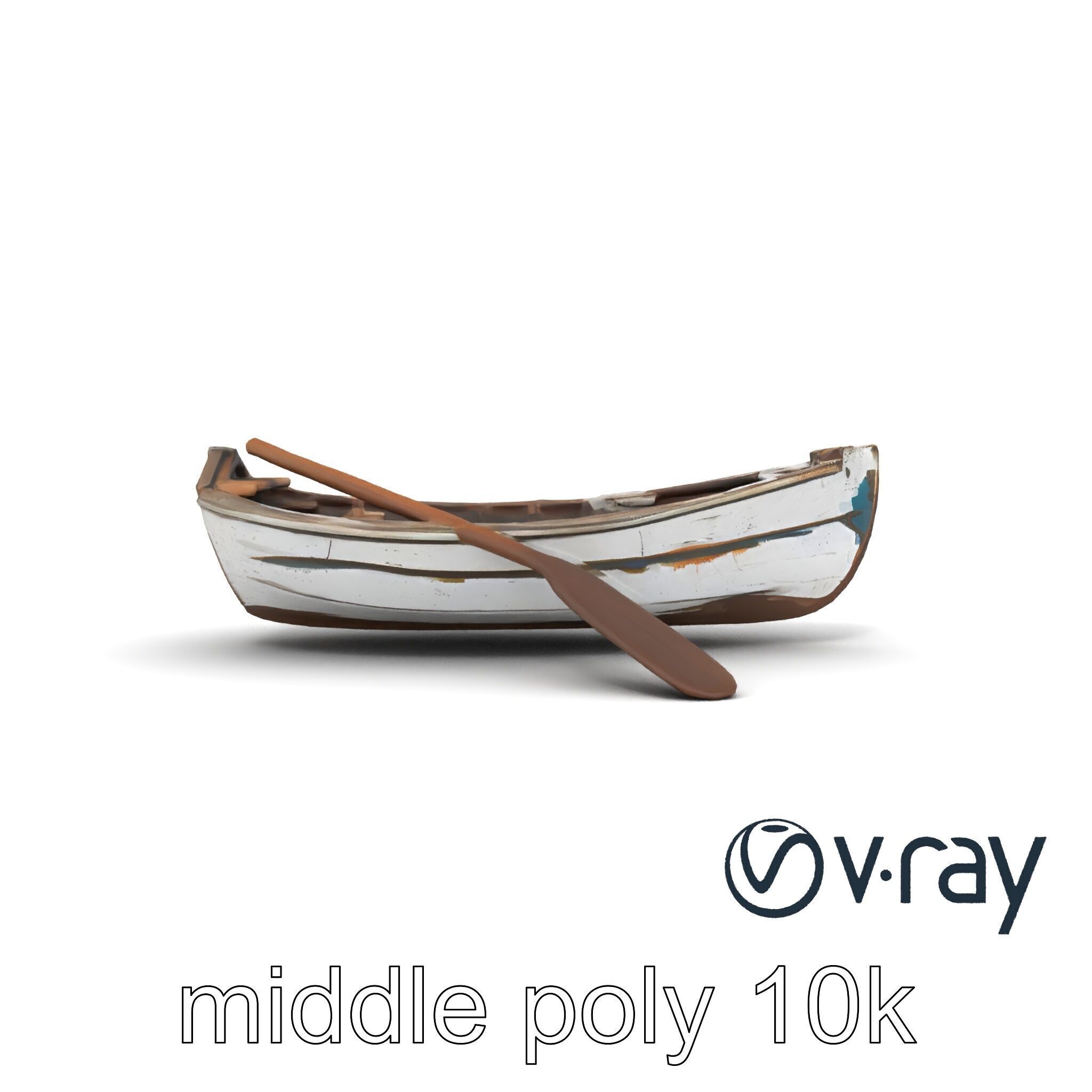 Weathered Rowboat and Oars Historical model pack Low-poly 3D model_29