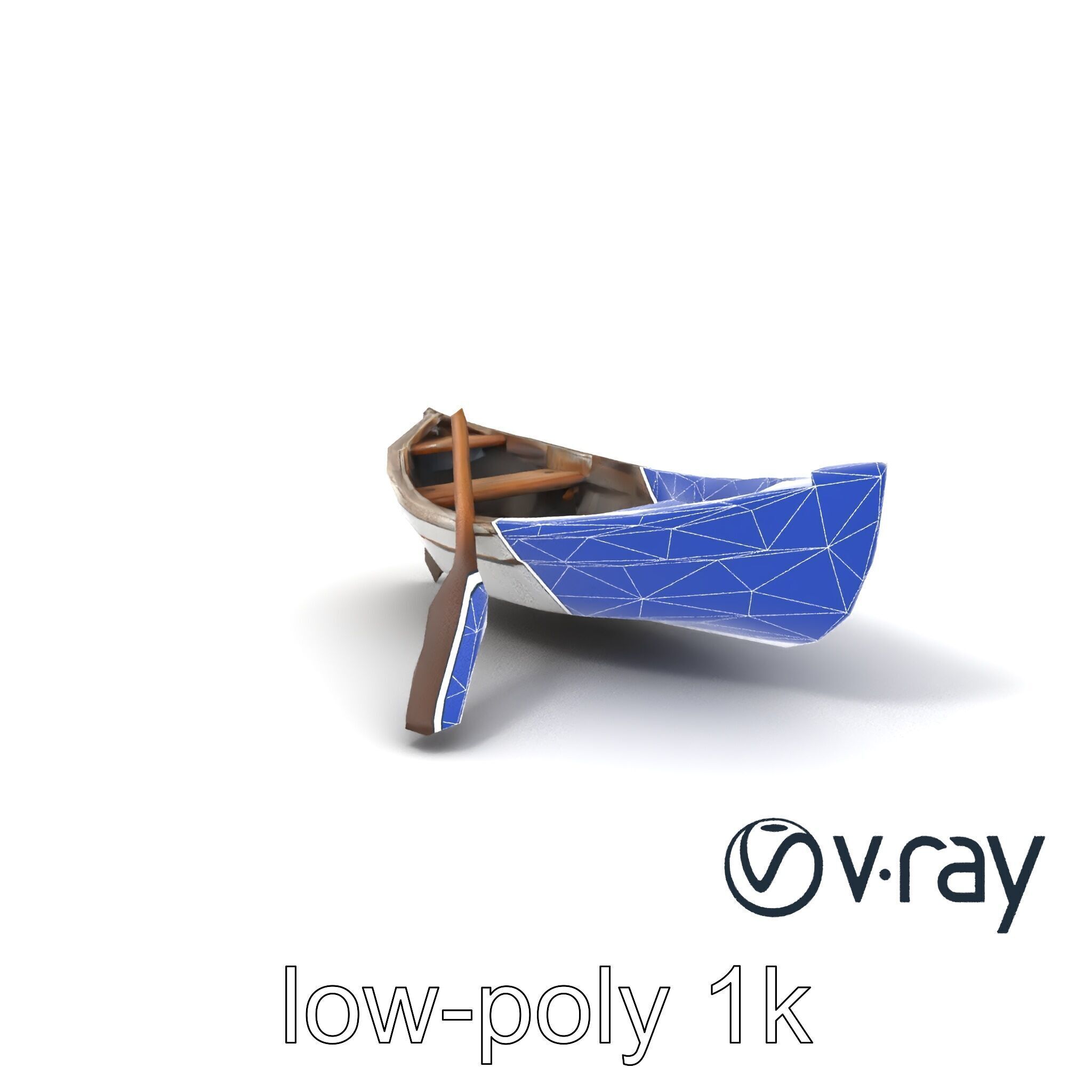 Weathered Rowboat and Oars Historical model pack Low-poly 3D model_6
