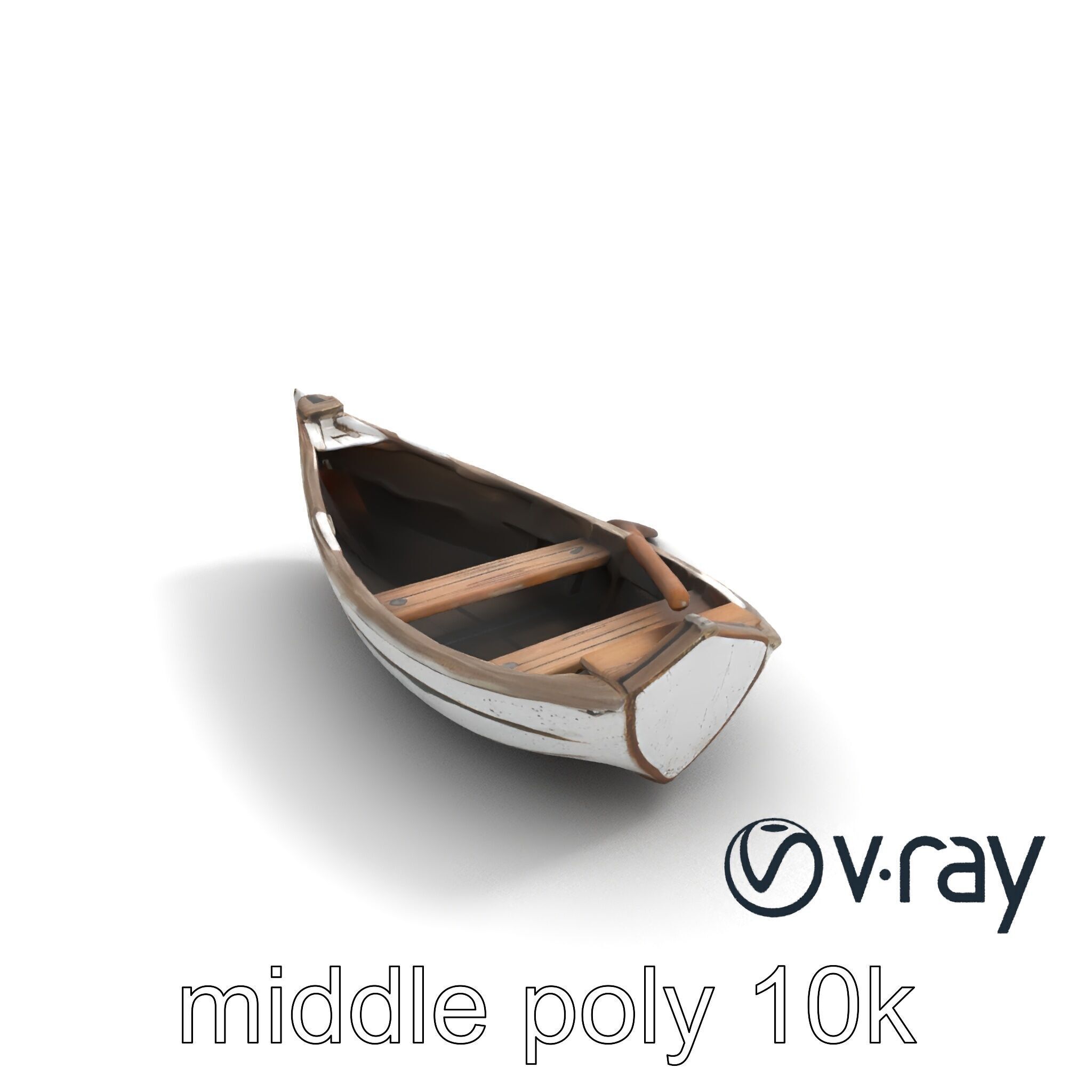 Weathered Rowboat and Oars Historical model pack Low-poly 3D model_7