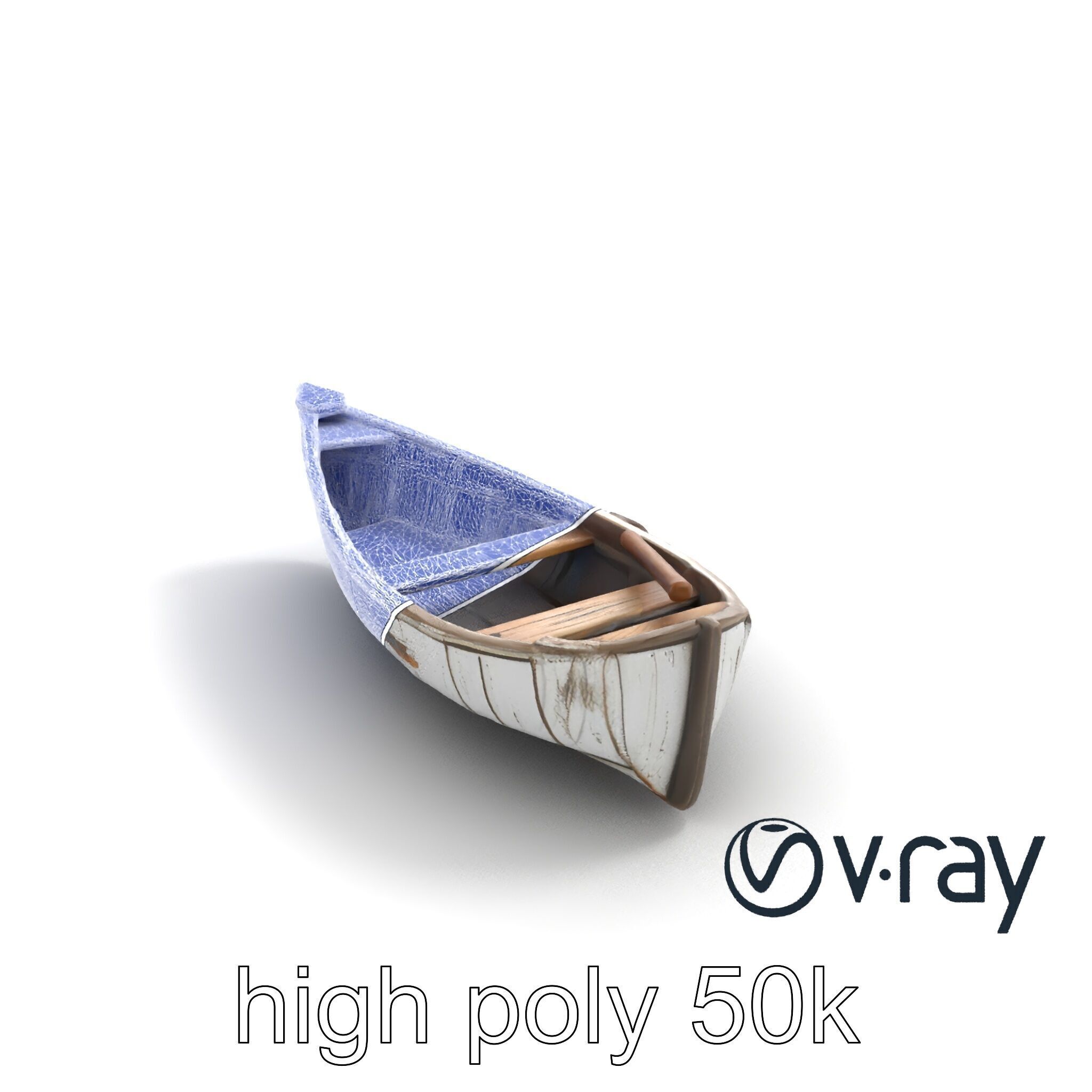 Weathered Rowboat and Oars Historical model pack Low-poly 3D model_12