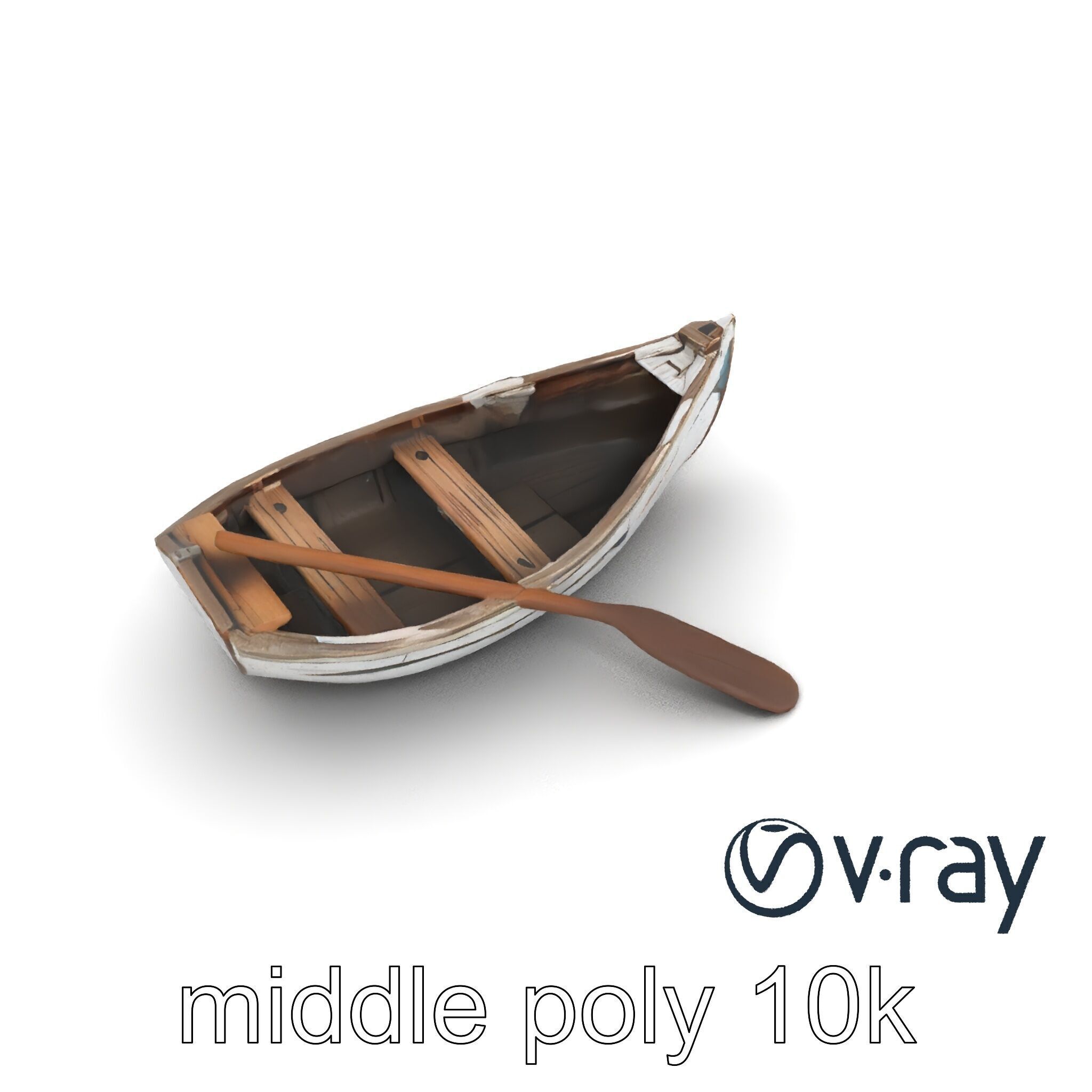 Weathered Rowboat and Oars Historical model pack Low-poly 3D model_19