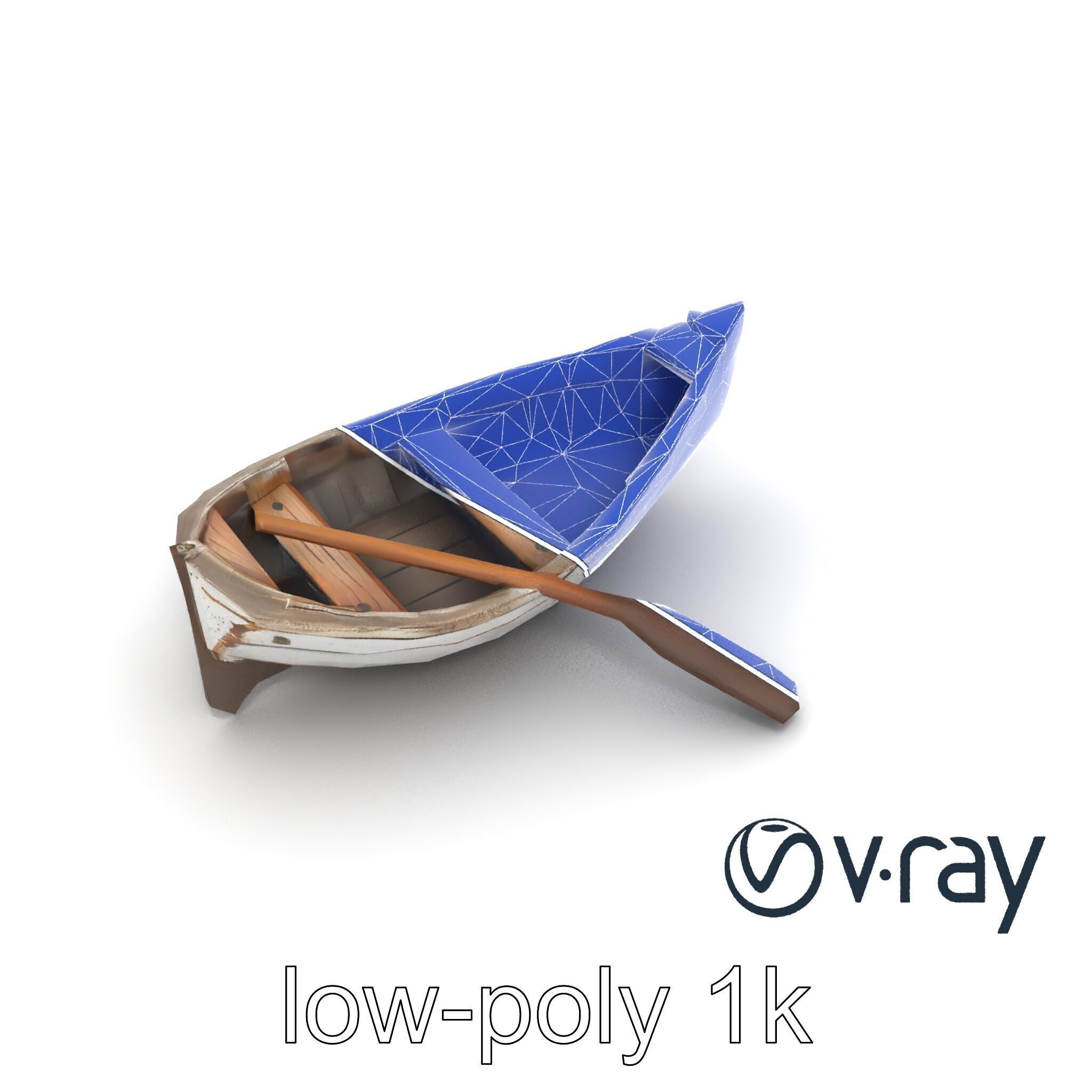 Weathered Rowboat and Oars Historical model pack Low-poly 3D model_21