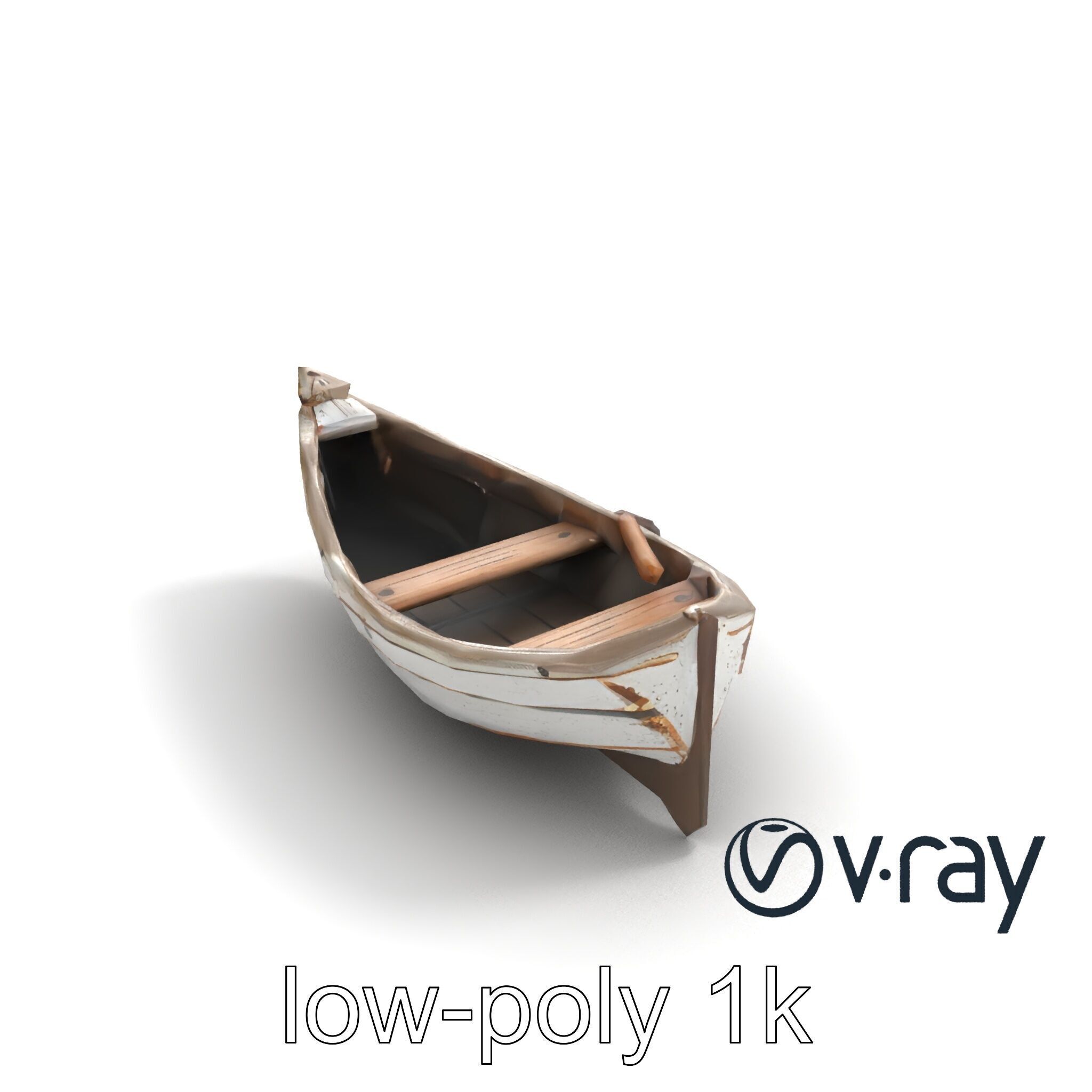 Weathered Rowboat and Oars Historical model pack Low-poly 3D model_8