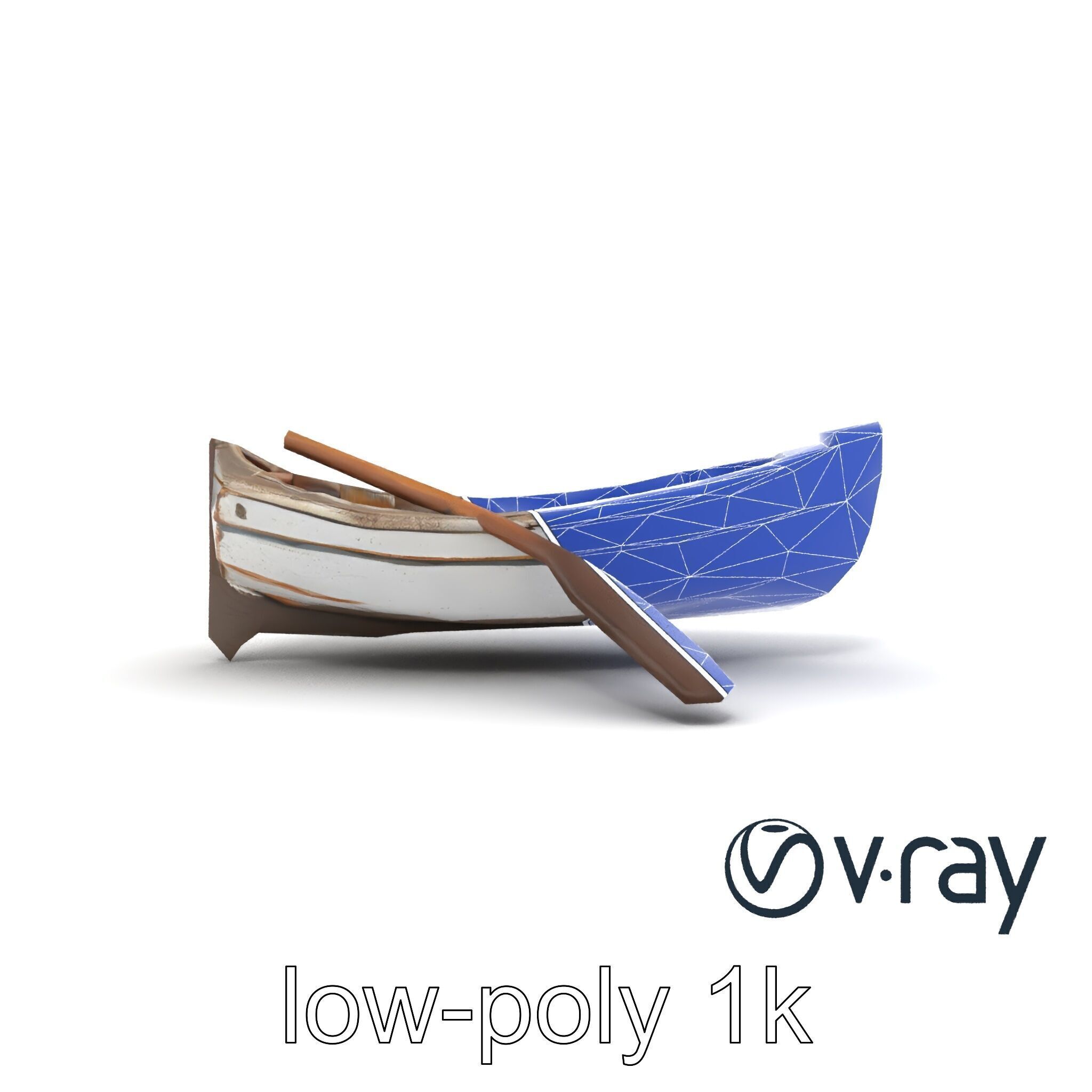 Weathered Rowboat and Oars Historical model pack Low-poly 3D model_13