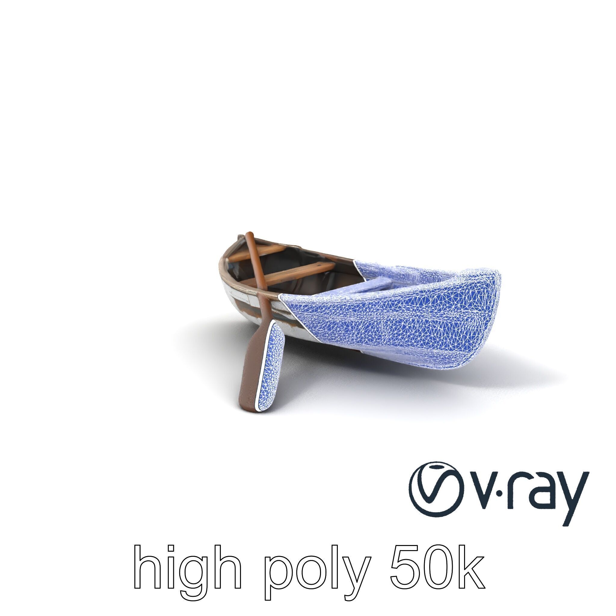 Weathered Rowboat and Oars Historical model pack Low-poly 3D model_1