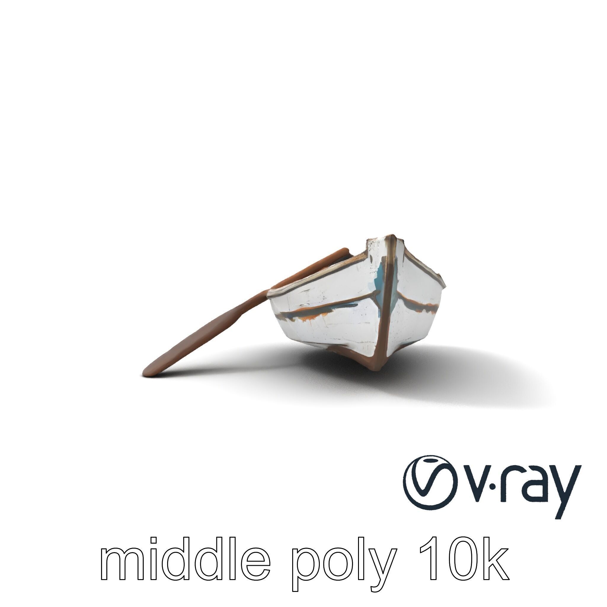 Weathered Rowboat and Oars Historical model pack Low-poly 3D model_18