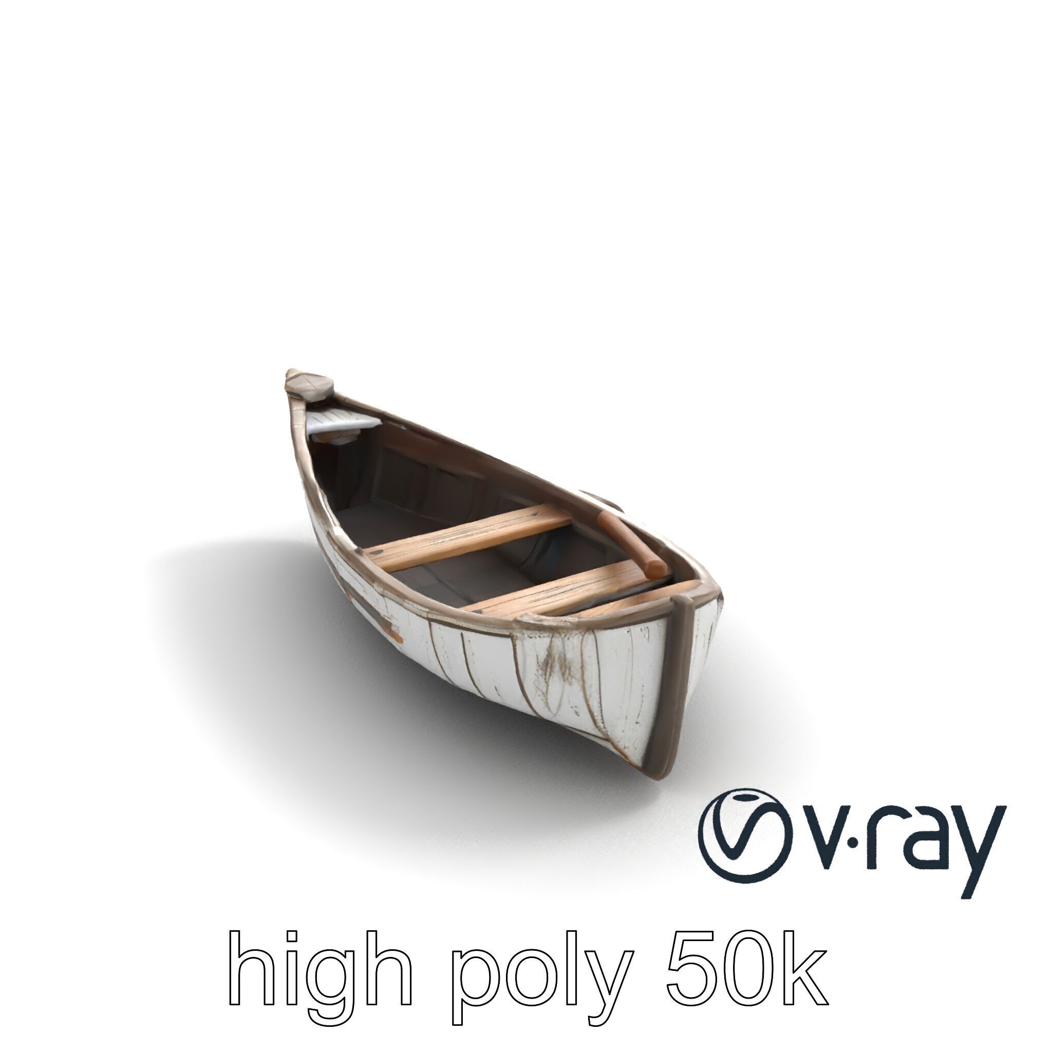 Weathered Rowboat and Oars Historical model pack Low-poly 3D model_9