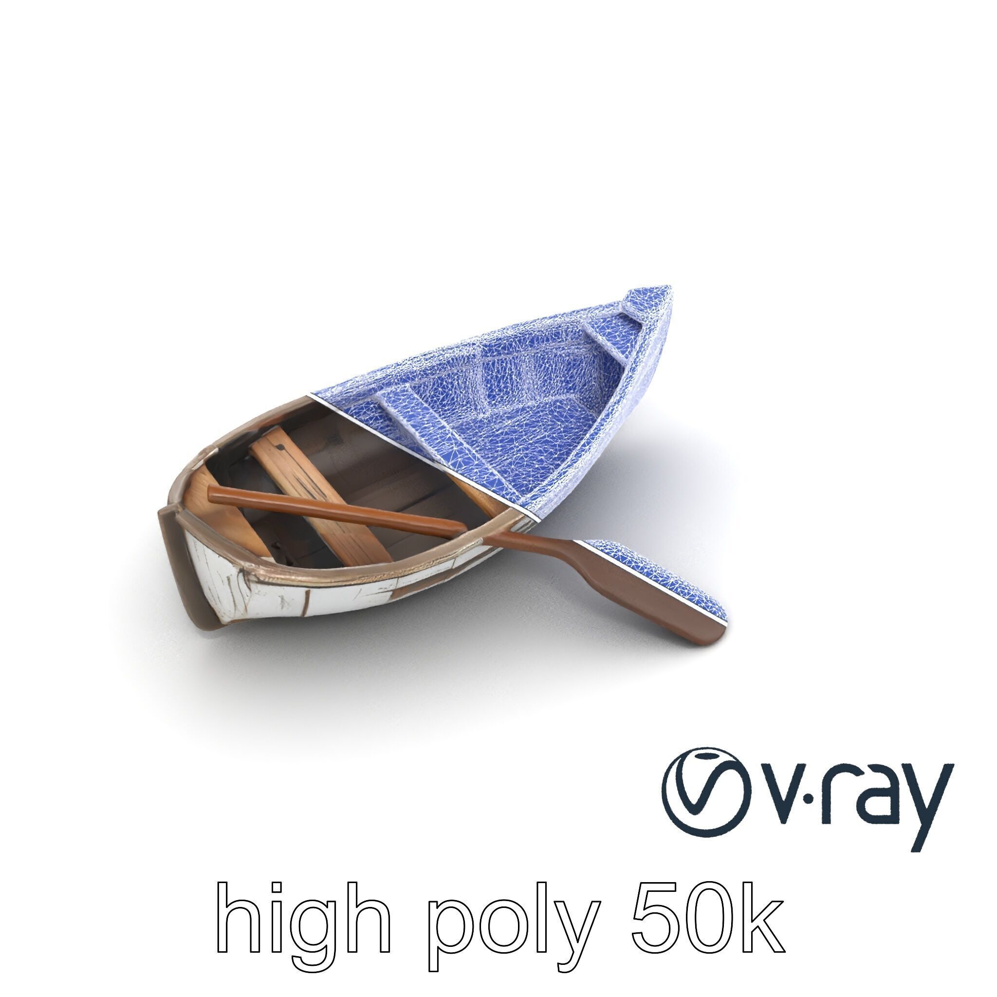Weathered Rowboat and Oars Historical model pack Low-poly 3D model_20