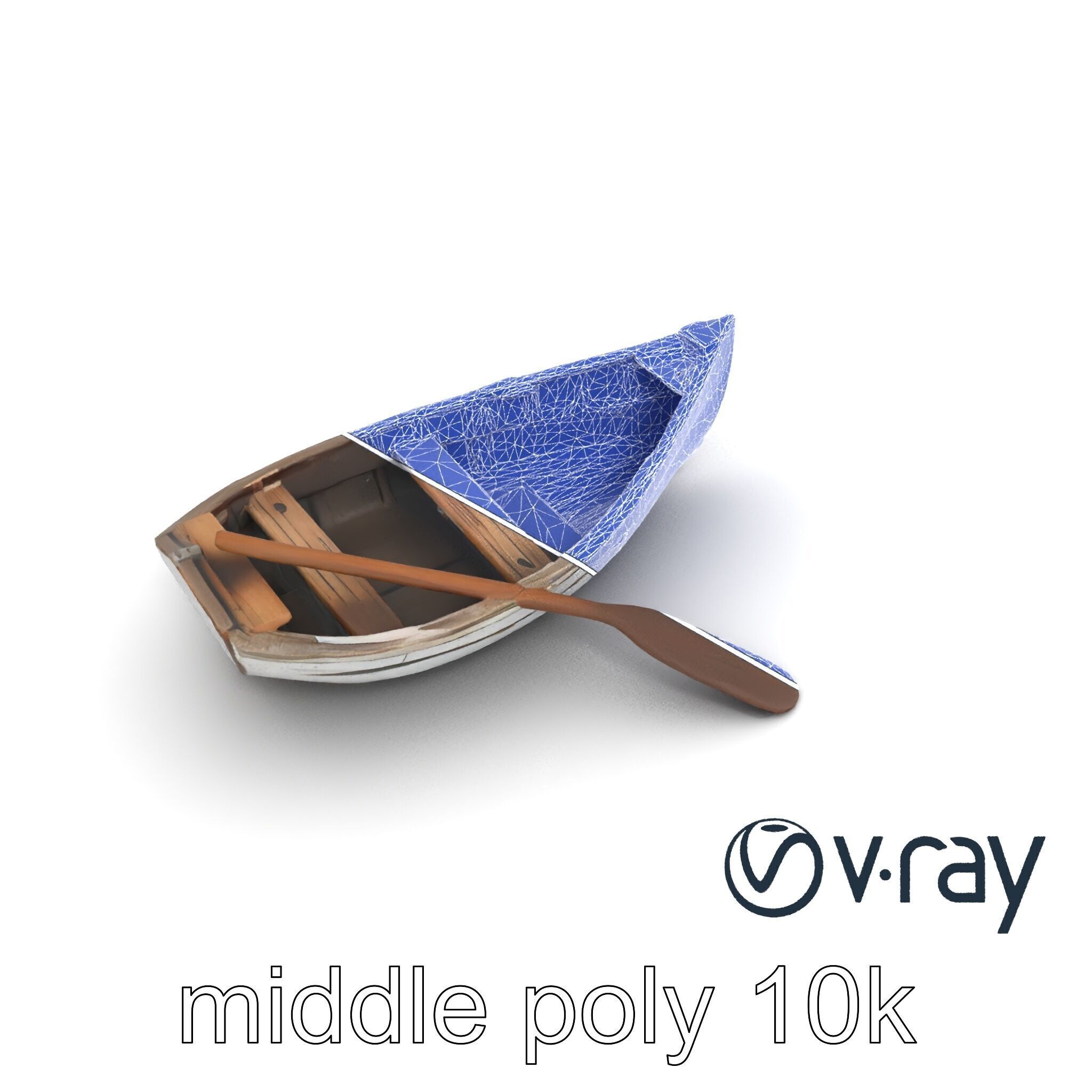 Weathered Rowboat and Oars Historical model pack Low-poly 3D model_11
