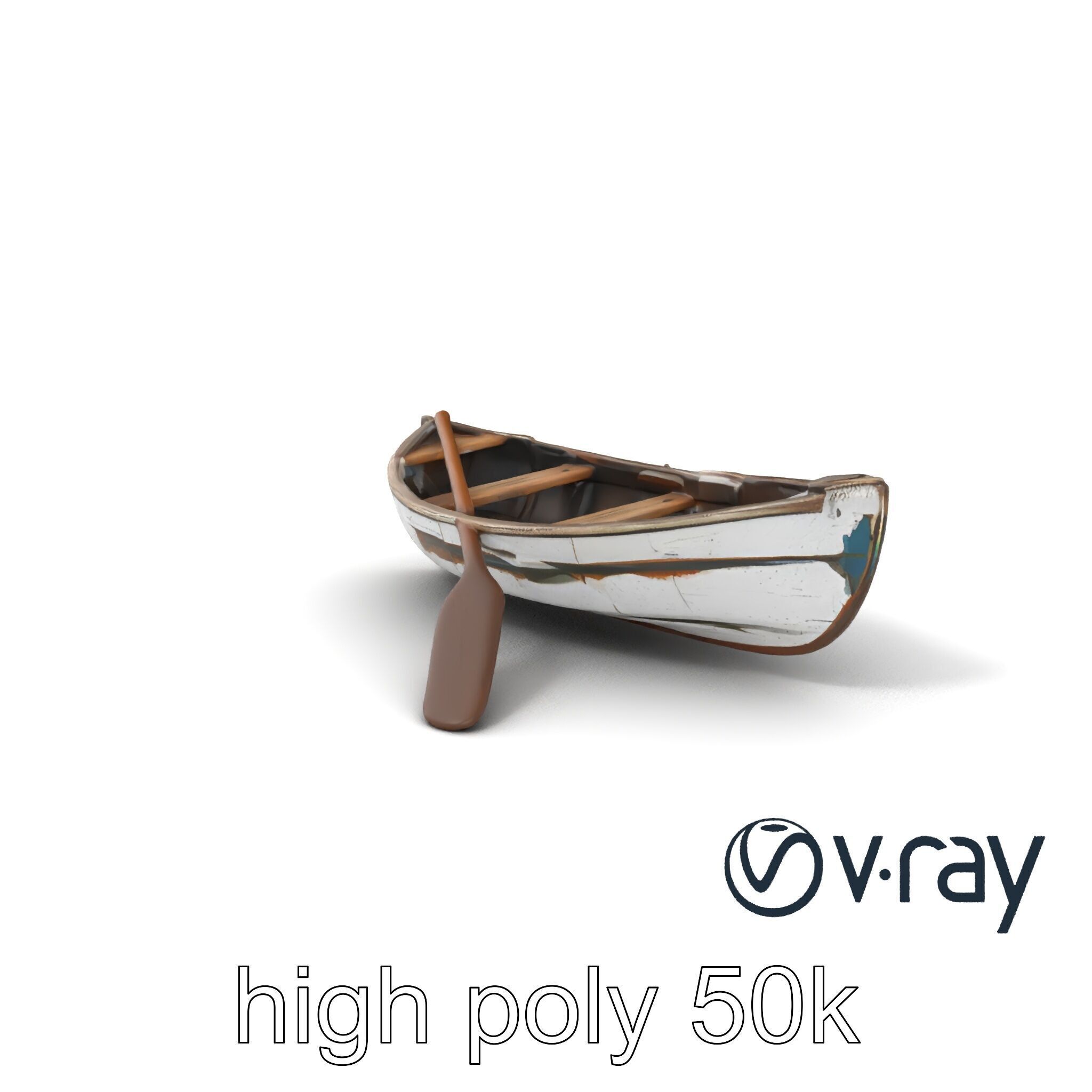 Weathered Rowboat and Oars Historical model pack Low-poly 3D model_2