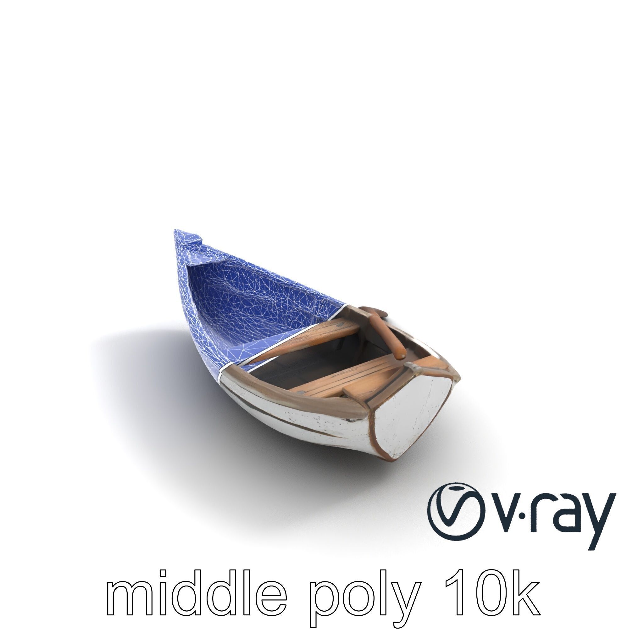 Weathered Rowboat and Oars Historical model pack Low-poly 3D model_17