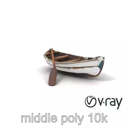Weathered Rowboat and Oars Historical model pack Low-poly 3D model